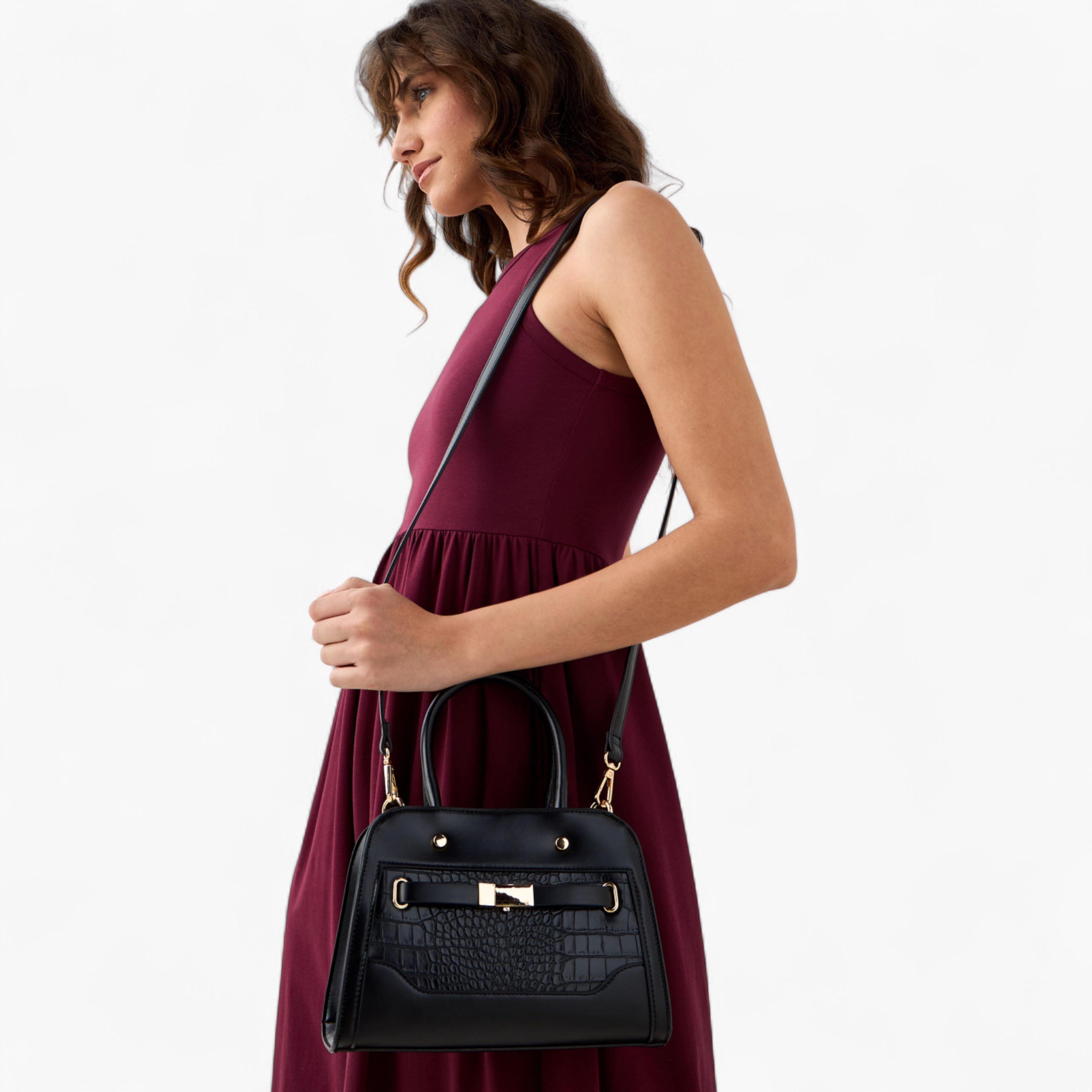 Sasha Textured Satchel Bag with Double Handle-women-bagsandwallets-handbags-image-2