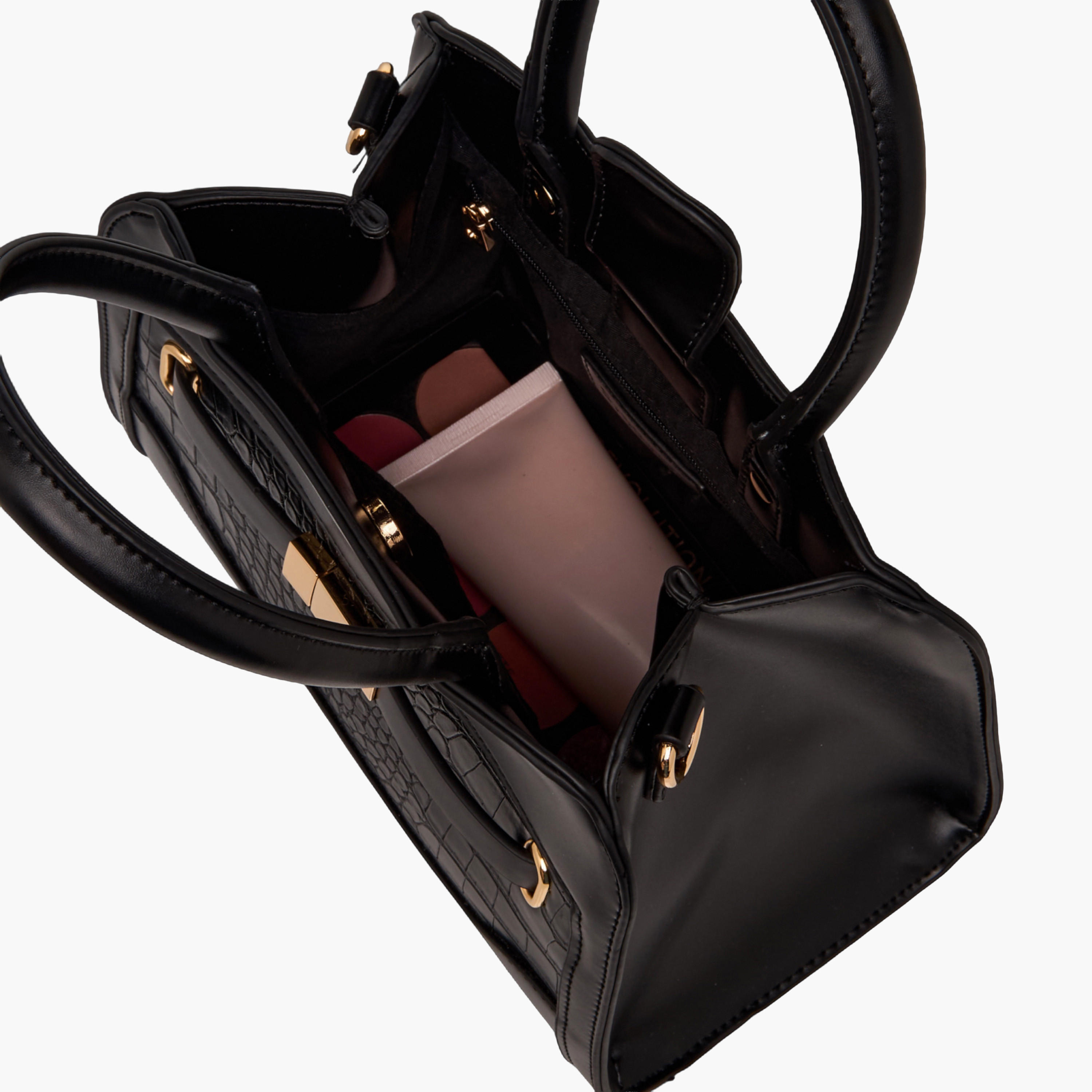 Sasha Textured Satchel Bag with Double Handle-women-bagsandwallets-handbags-image-9
