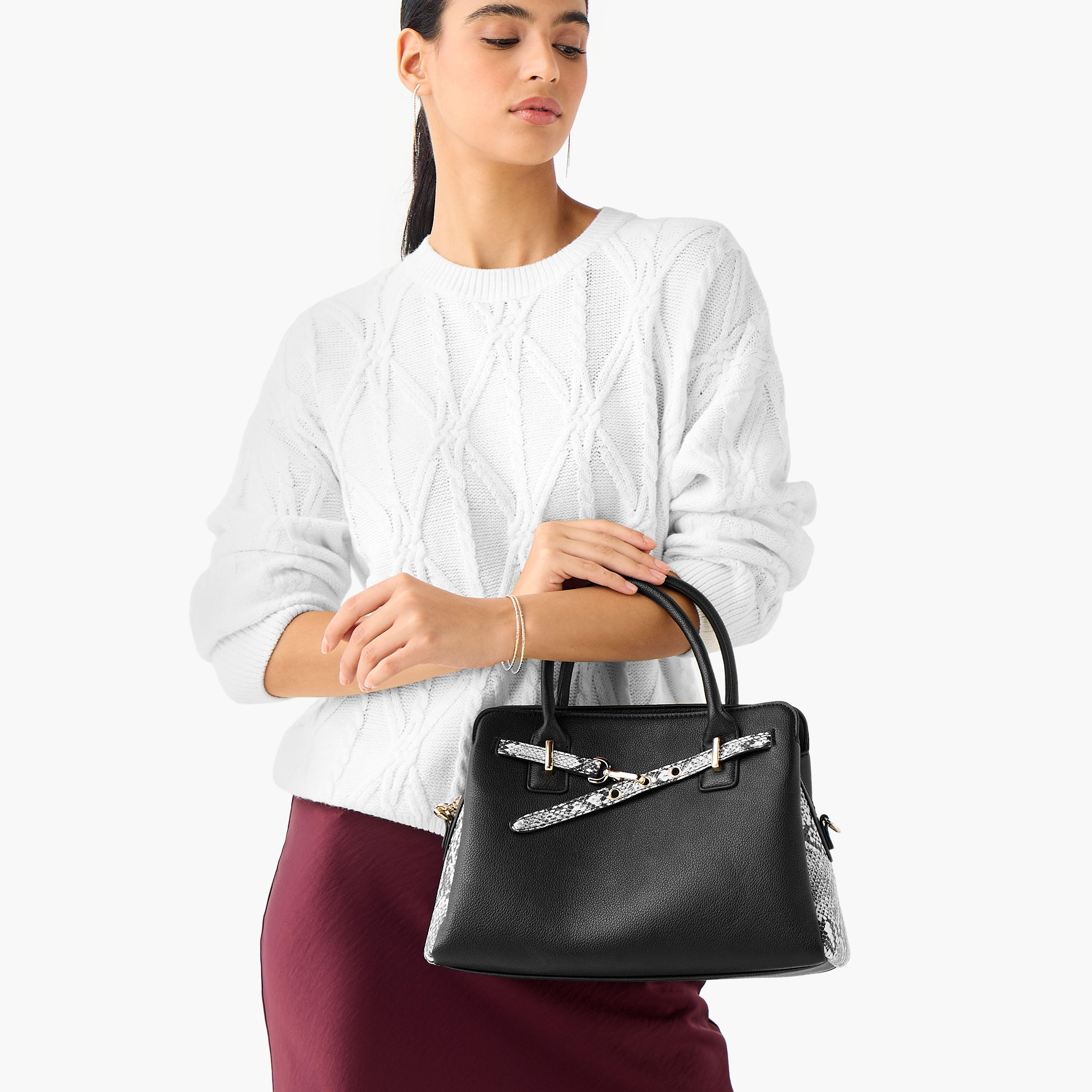 Sasha Animal Textured Panel Detail Tote Bag with Handles-women-bagsandwallets-handbags-image-2