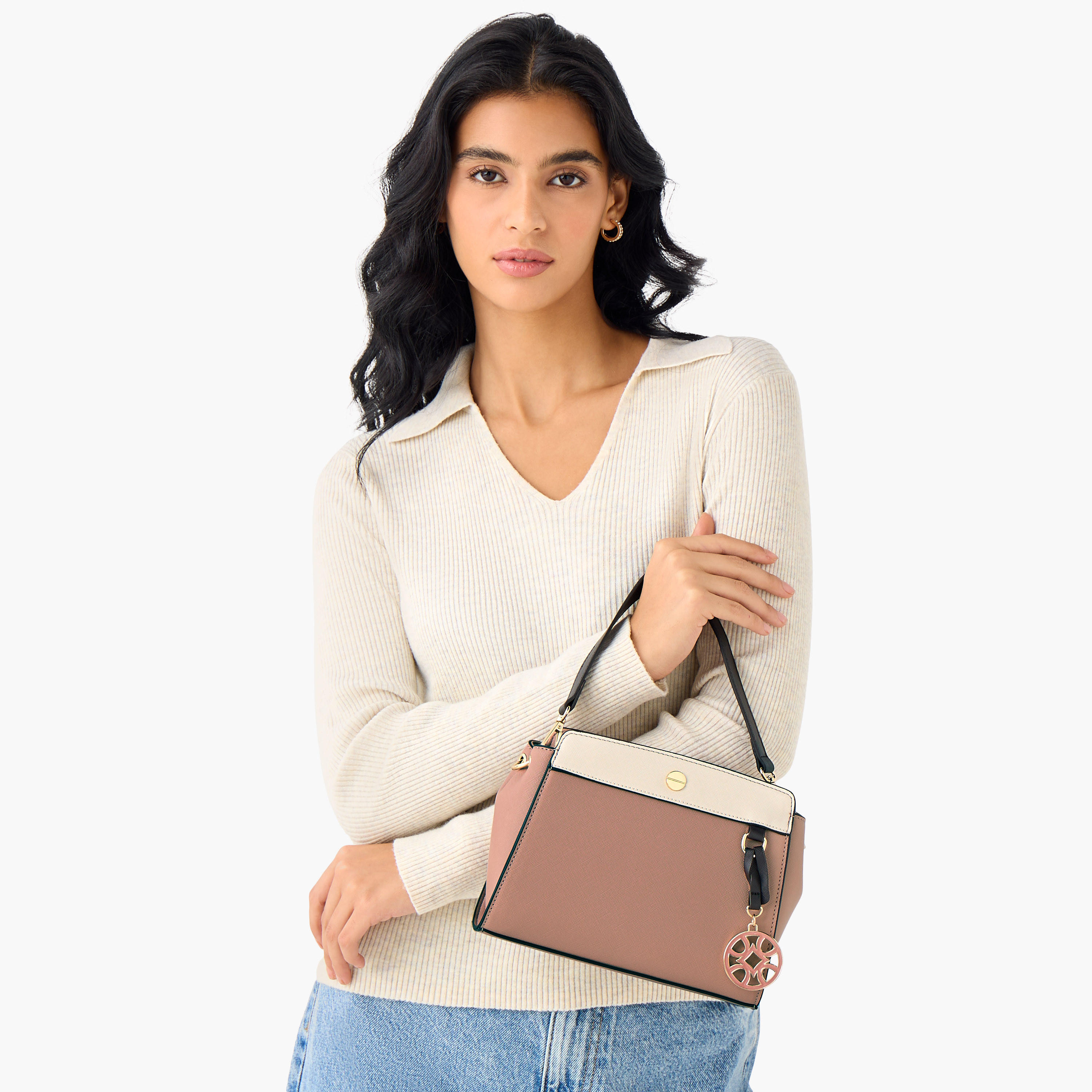 Sasha Kodes Textured Crossbody Bag with Detachable Strap-women-bagsandwallets-handbags-image-2
