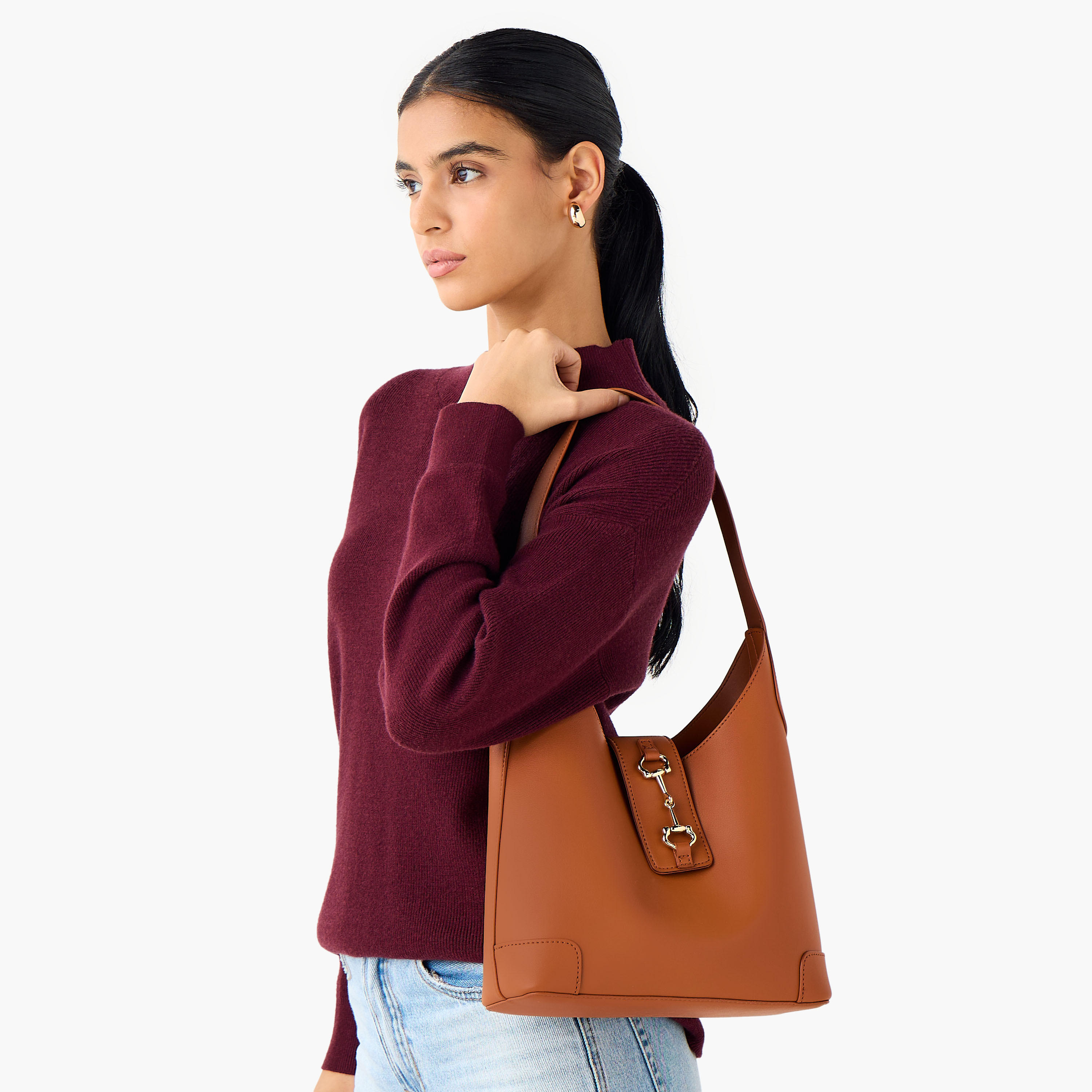 Sasha Monotone Hobo Bag with Handle and Pouch-women-bagsandwallets-handbags-image-2