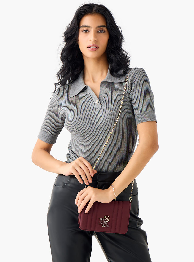 Sasha Kodes Textured Crossbody Bag with Detachable Strap-women-bagsandwallets-handbags-image-2