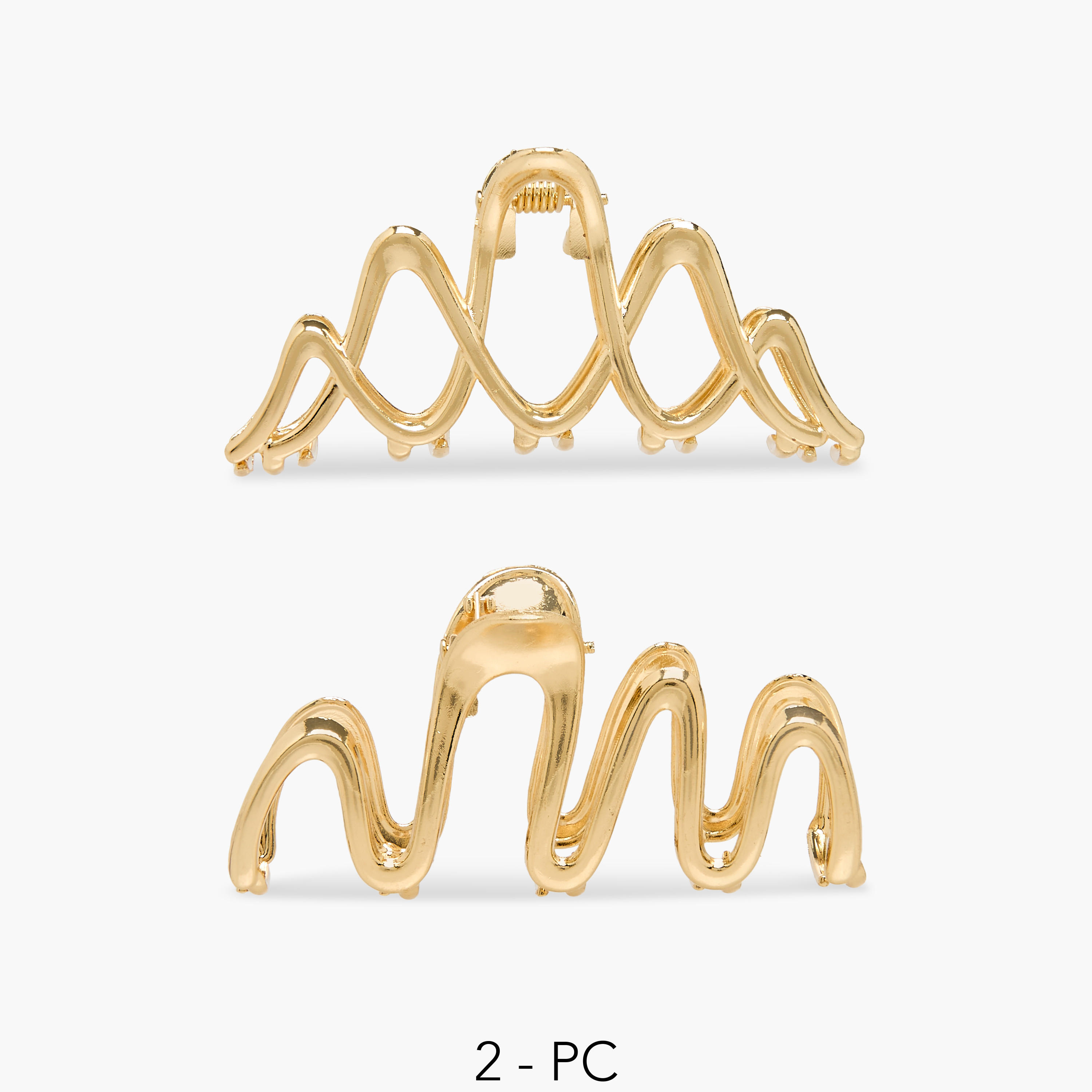 Pack of 2 Wavy Hair Clamp with Metallic Finish-women-hairaccessories-clamps-image-1