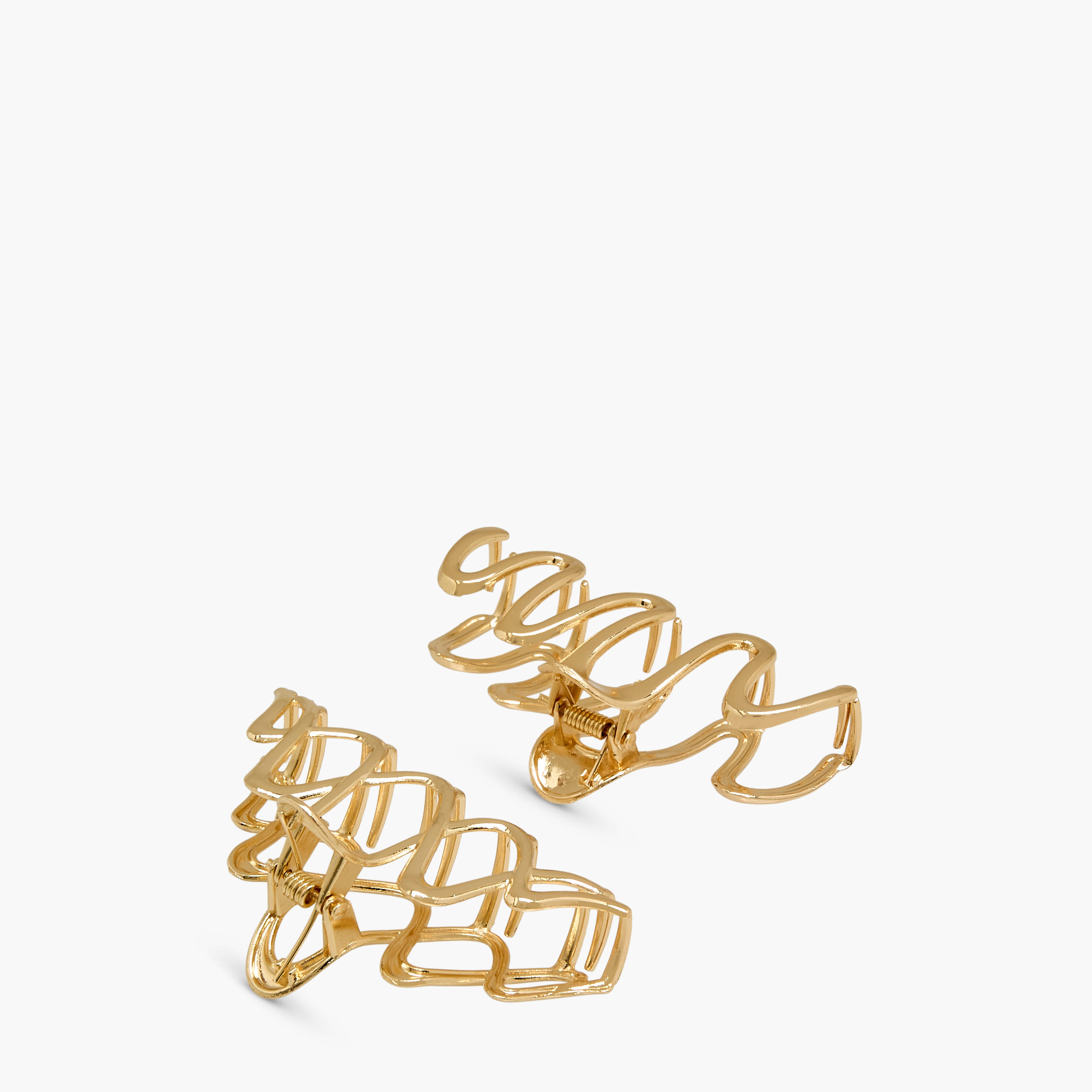 Pack of 2 Wavy Hair Clamp with Metallic Finish-women-hairaccessories-clamps-image-4