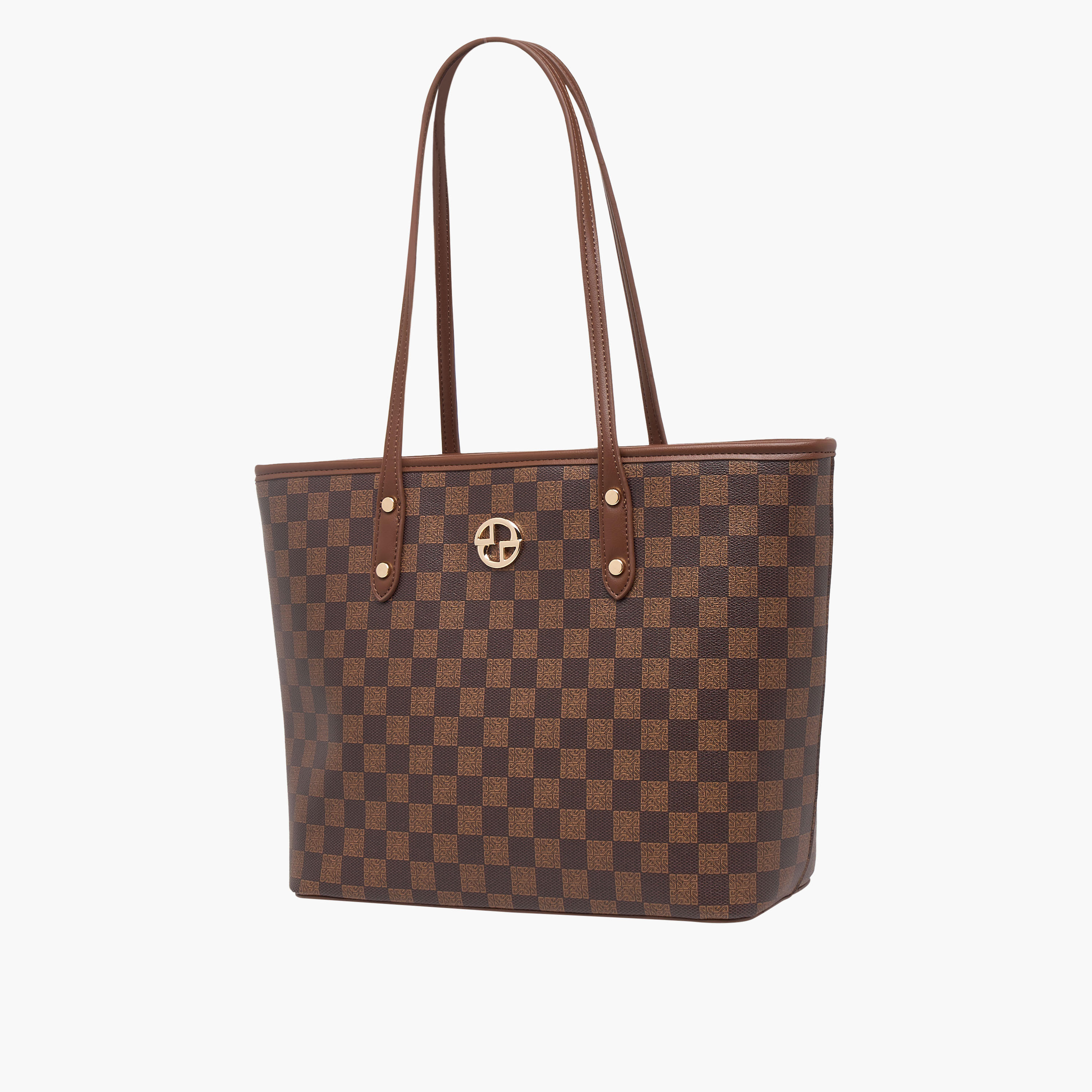 Sasha Tia Checked Tote Bag with Zip Closure-women-bagsandwallets-handbags-image-3