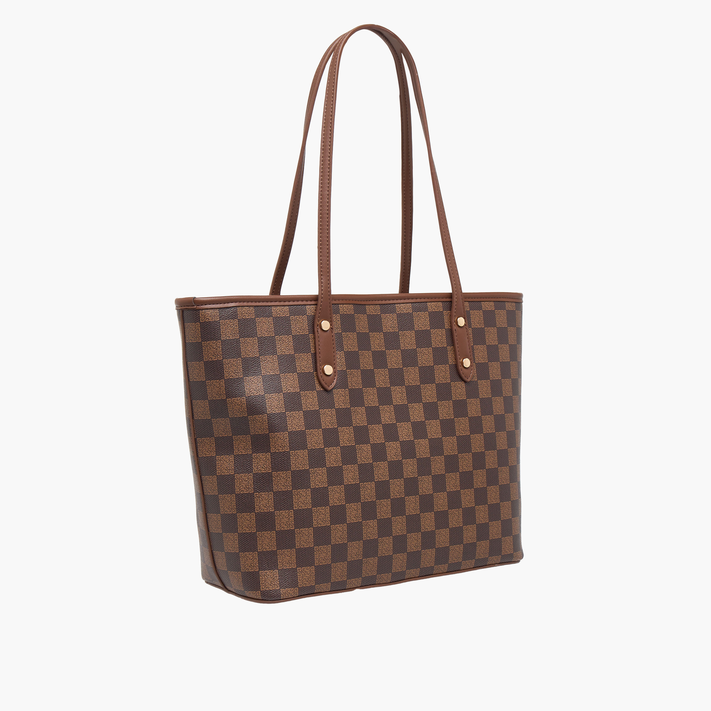Sasha Tia Checked Tote Bag with Zip Closure-women-bagsandwallets-handbags-image-4