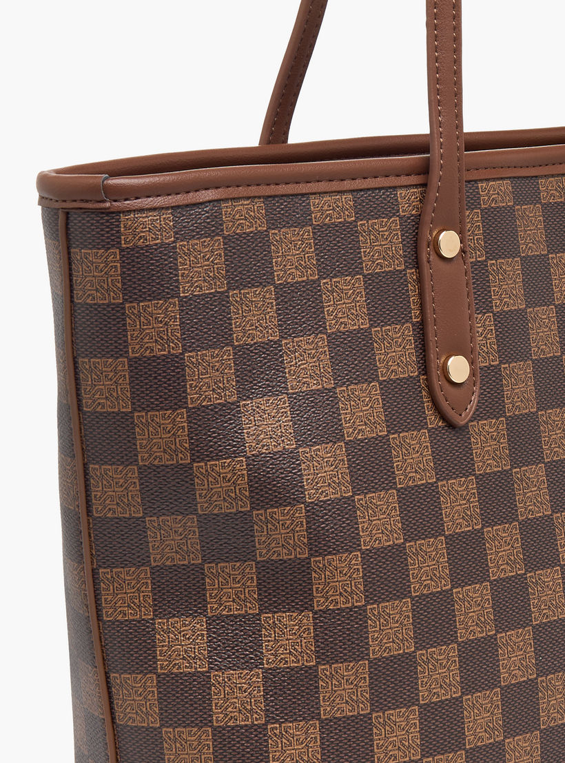 Sasha Tia Checked Tote Bag with Zip Closure-women-bagsandwallets-handbags-image-6