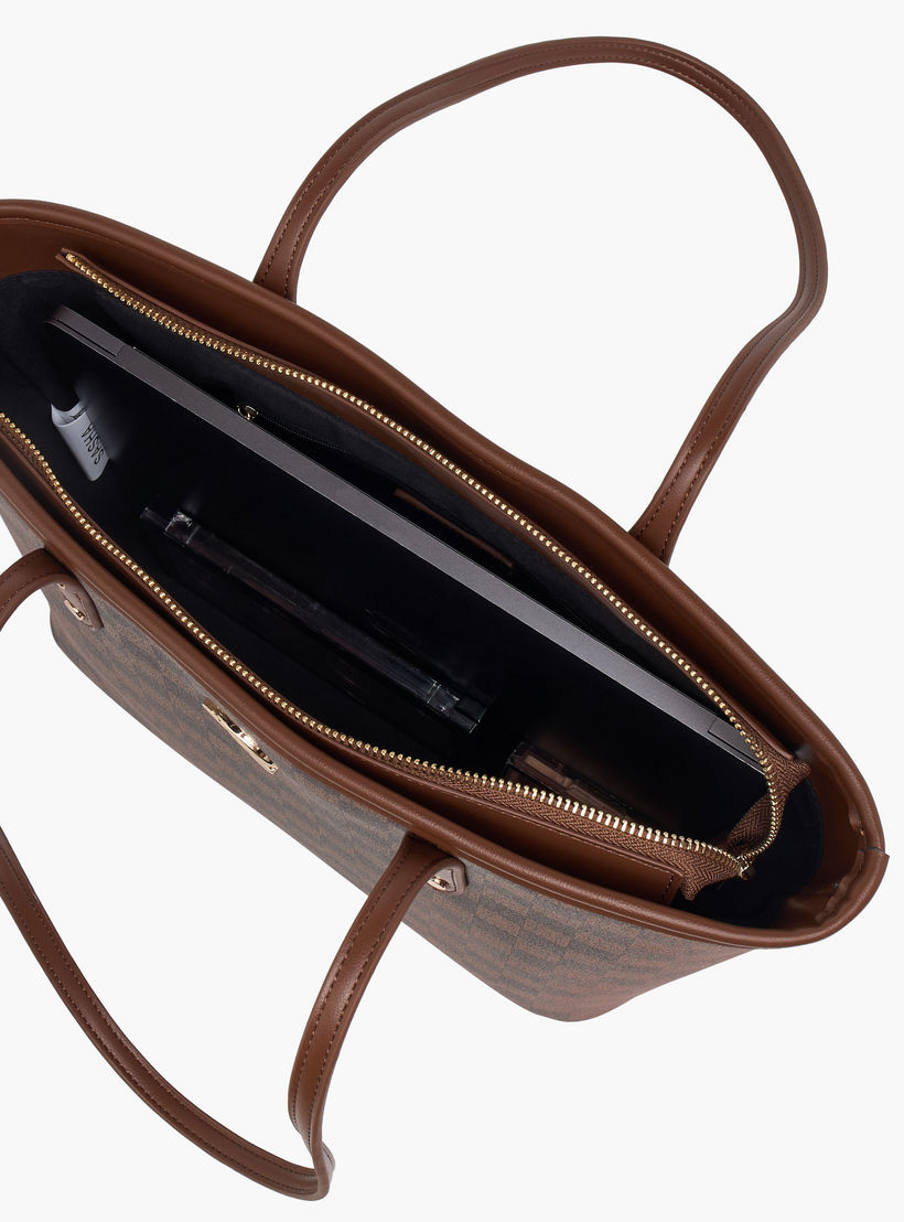 Sasha Tia Checked Tote Bag with Zip Closure-women-bagsandwallets-handbags-image-8