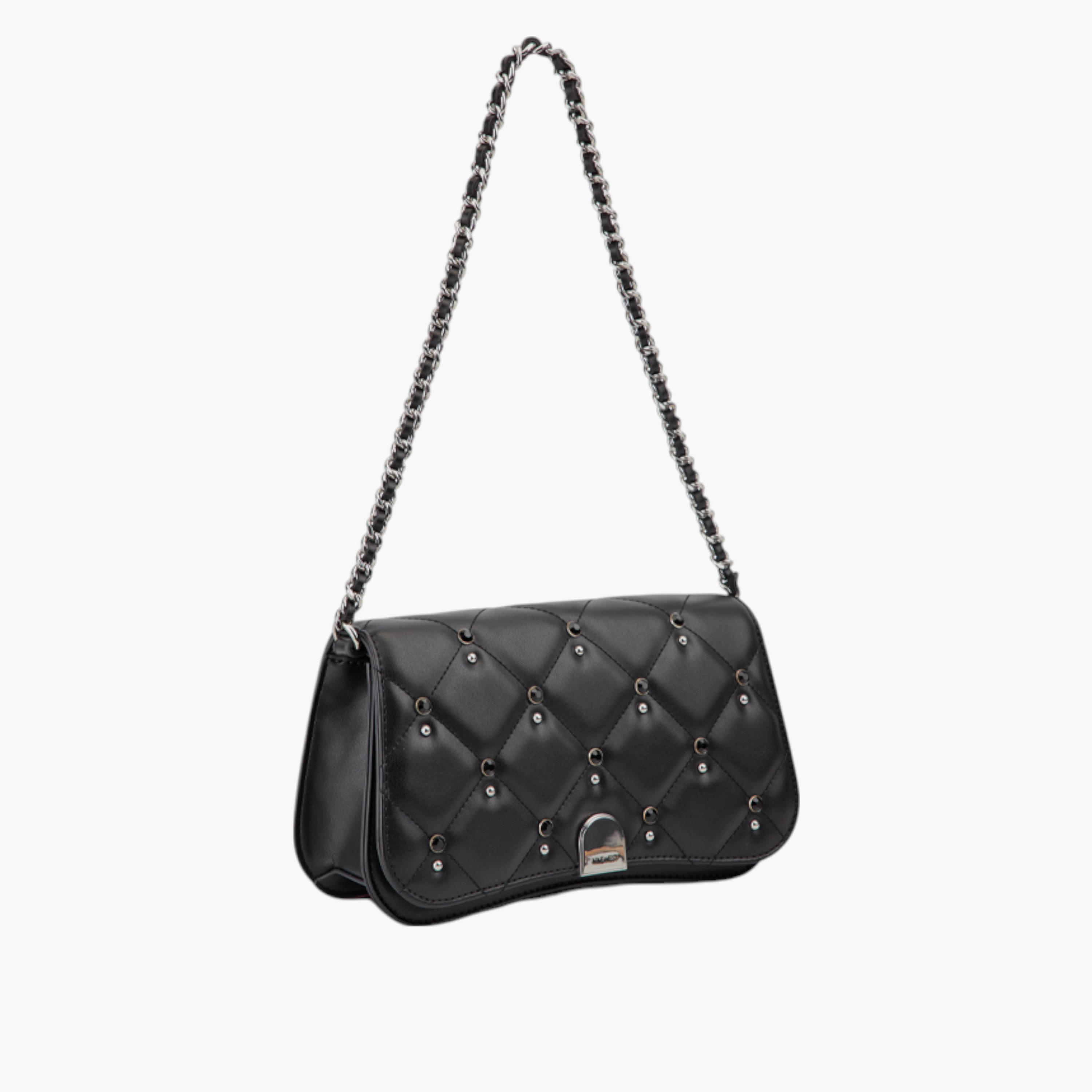 Nine West Quilted Shoulder Bag with Chain Accented Strap and Flap Closure-women-bagsandwallets-handbags-image-3