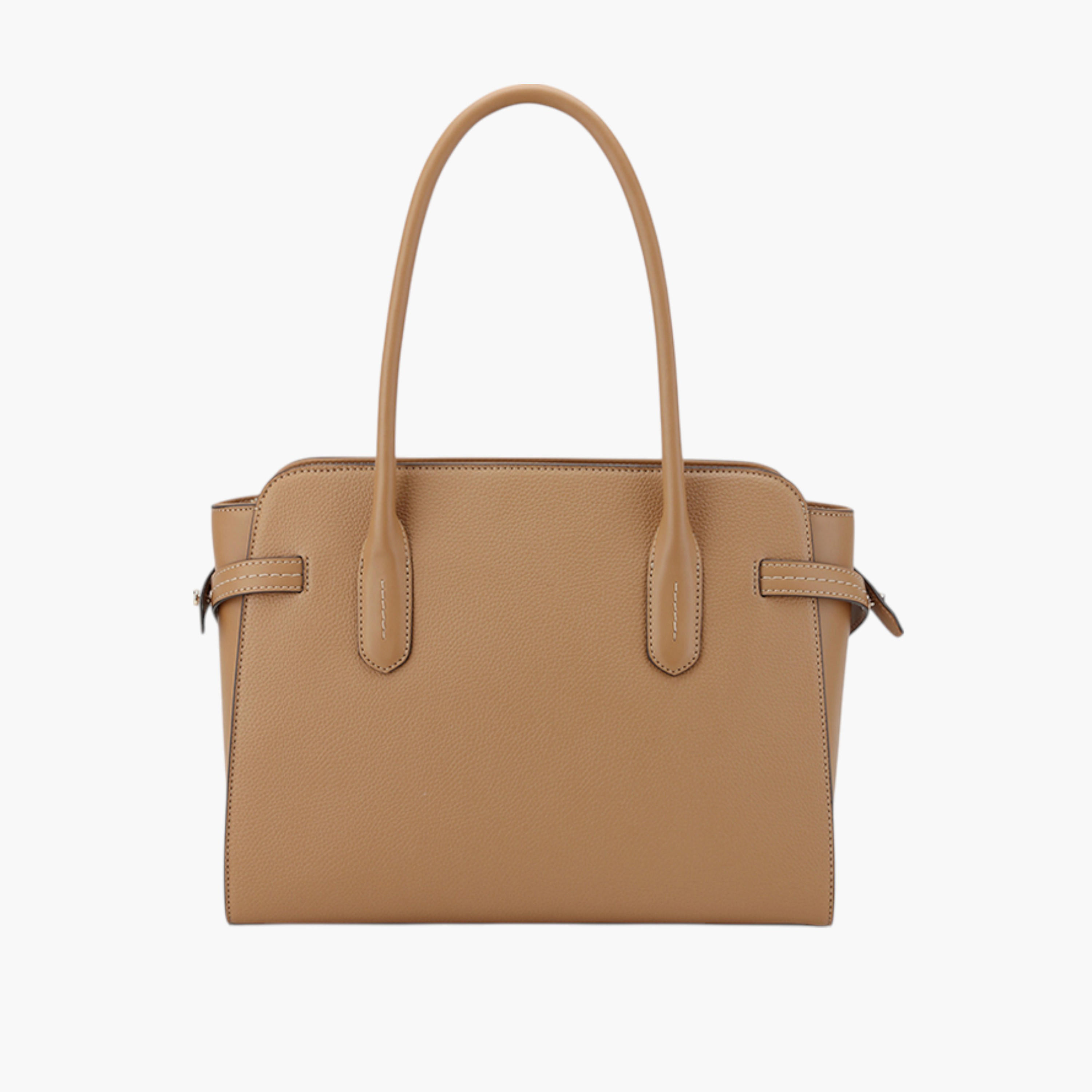 شنطة توتي سادة بمقابض مزدوجة وسحّاب إغلاق من ناين ويست-women-bagsandwallets-handbags-image-2