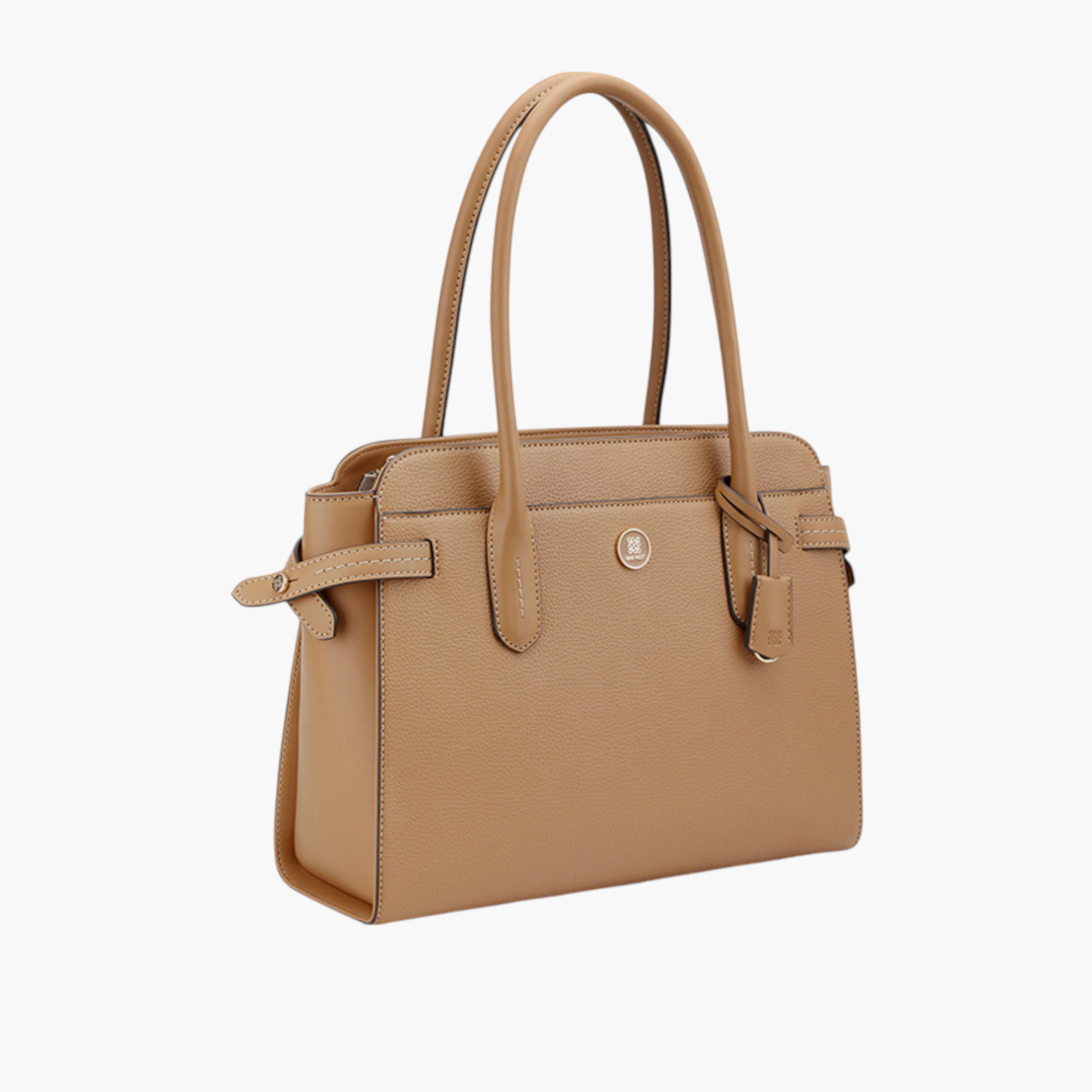 شنطة توتي سادة بمقابض مزدوجة وسحّاب إغلاق من ناين ويست-women-bagsandwallets-handbags-image-3