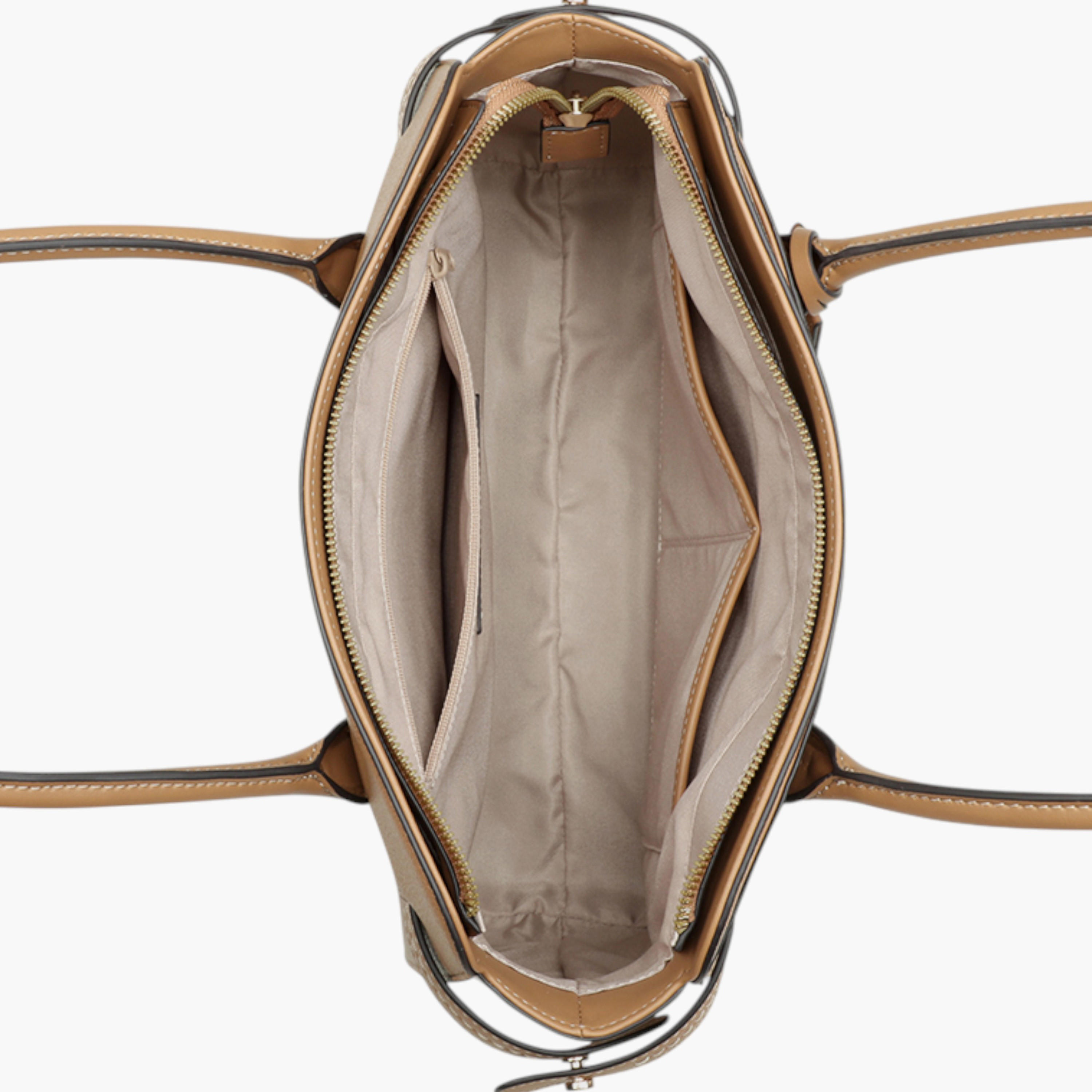 شنطة توتي سادة بمقابض مزدوجة وسحّاب إغلاق من ناين ويست-women-bagsandwallets-handbags-image-4