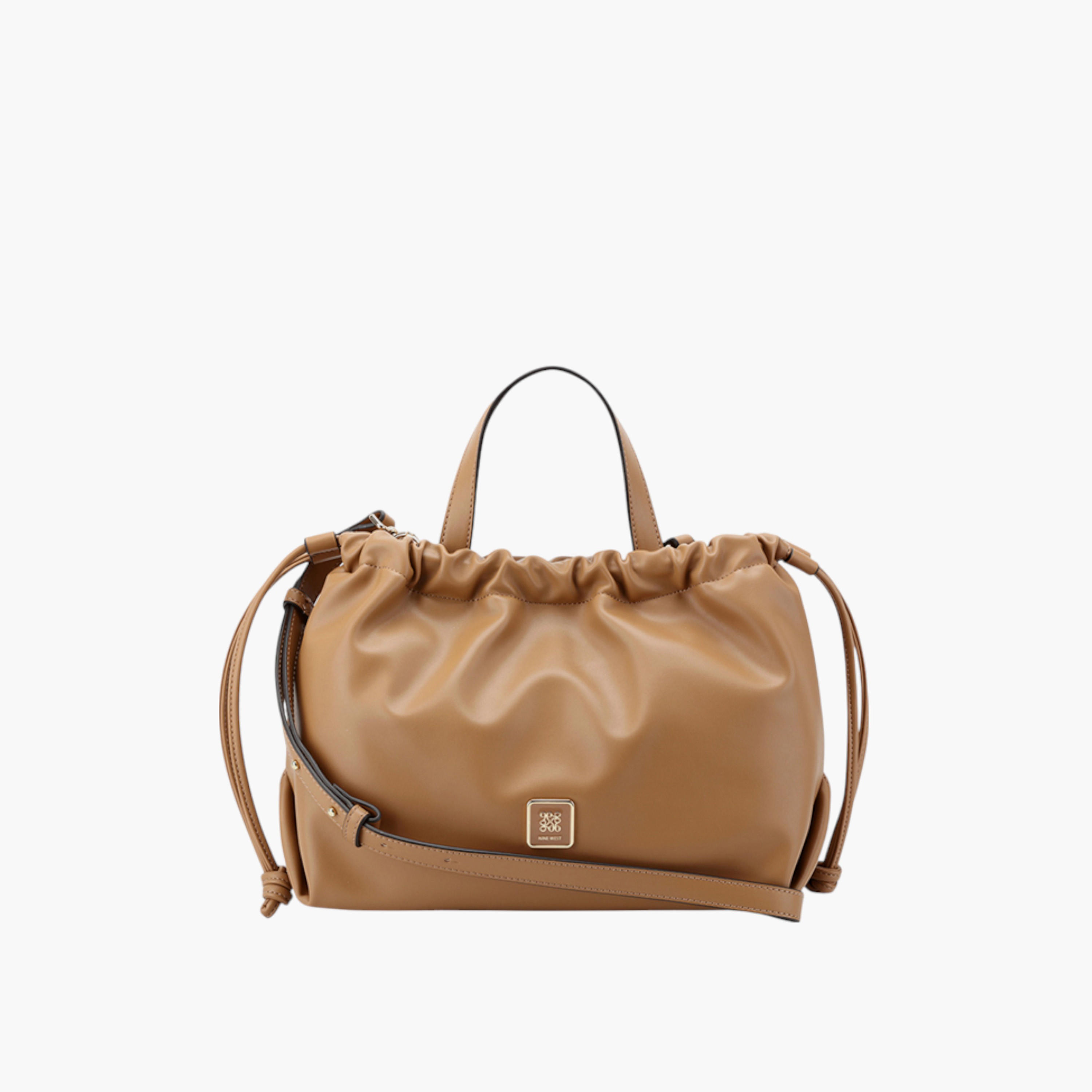 شنطة دلو سادة بمقابض مزدوجة وزر إغلاق من ناين ويست-women-bagsandwallets-handbags-image-1