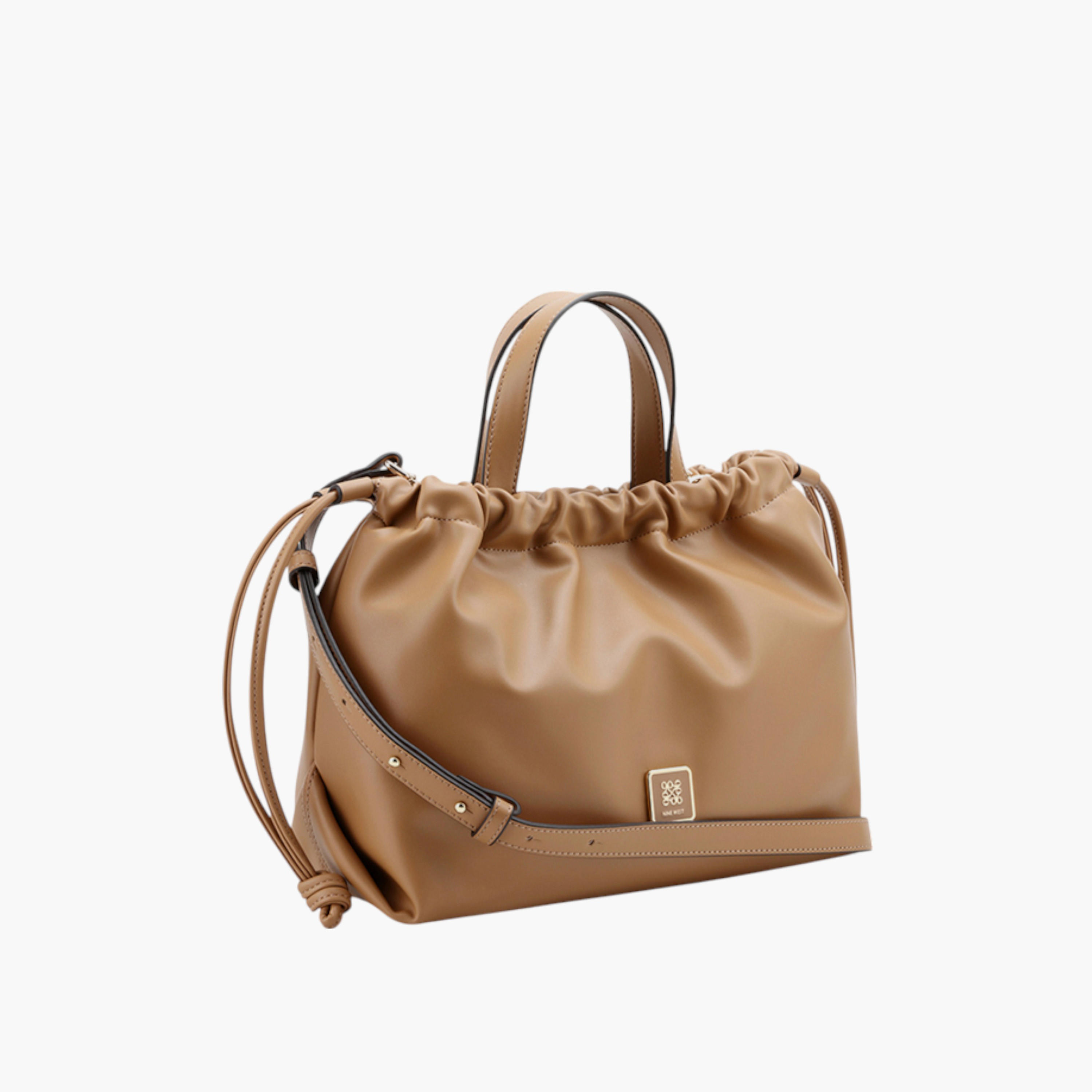 شنطة دلو سادة بمقابض مزدوجة وزر إغلاق من ناين ويست-women-bagsandwallets-handbags-image-2