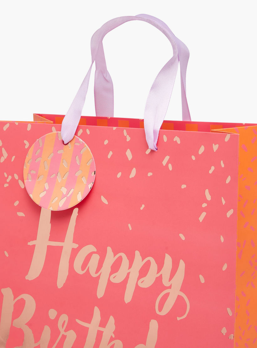 Happy Birthday Print Paper Gift Bag with Tag - 26x12x32 cms-household-giftingaccessories-giftings-image-3