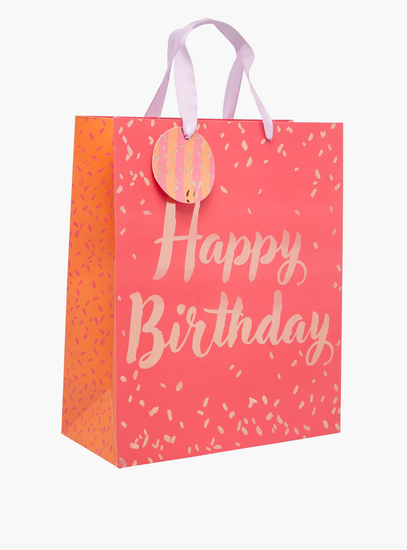 Happy Birthday Print Paper Gift Bag with Tag - 31x12x42 cms-household-giftingaccessories-giftings-image-2