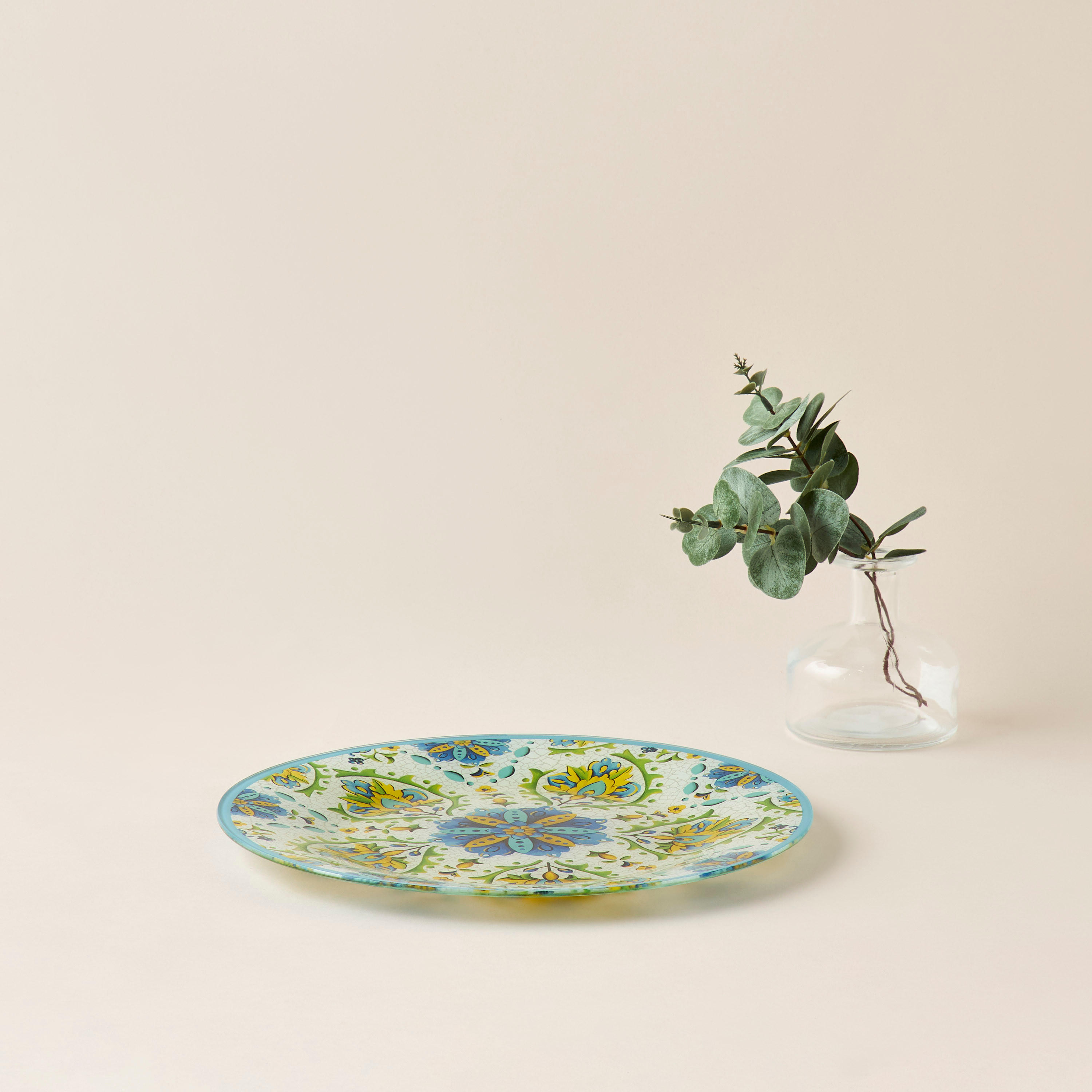 Lumira Printed Glass Serving Plate - 30 cms-household-dining-dinnerware-plates-image-1