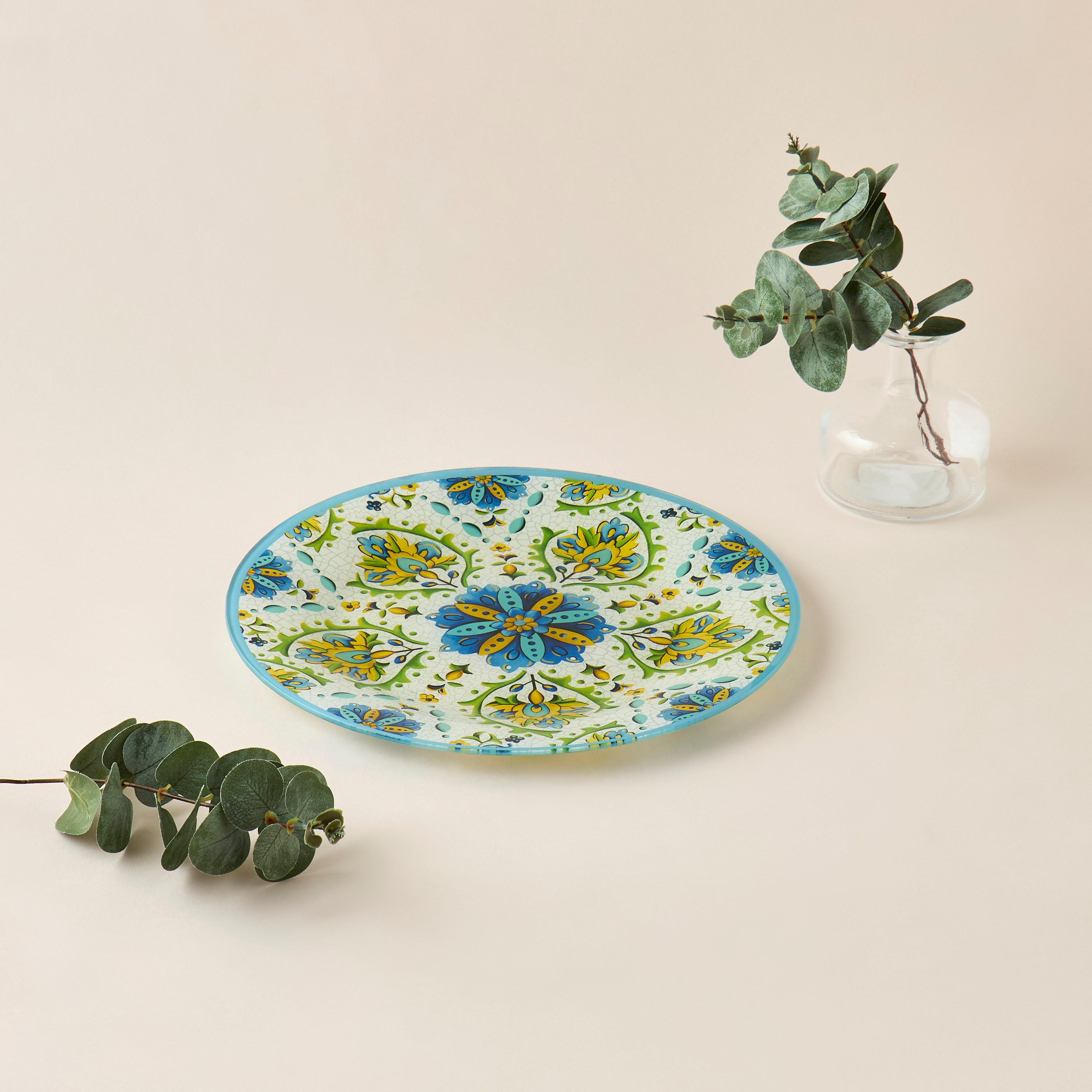 Lumira Printed Glass Serving Plate - 30 cms-household-dining-dinnerware-plates-image-2