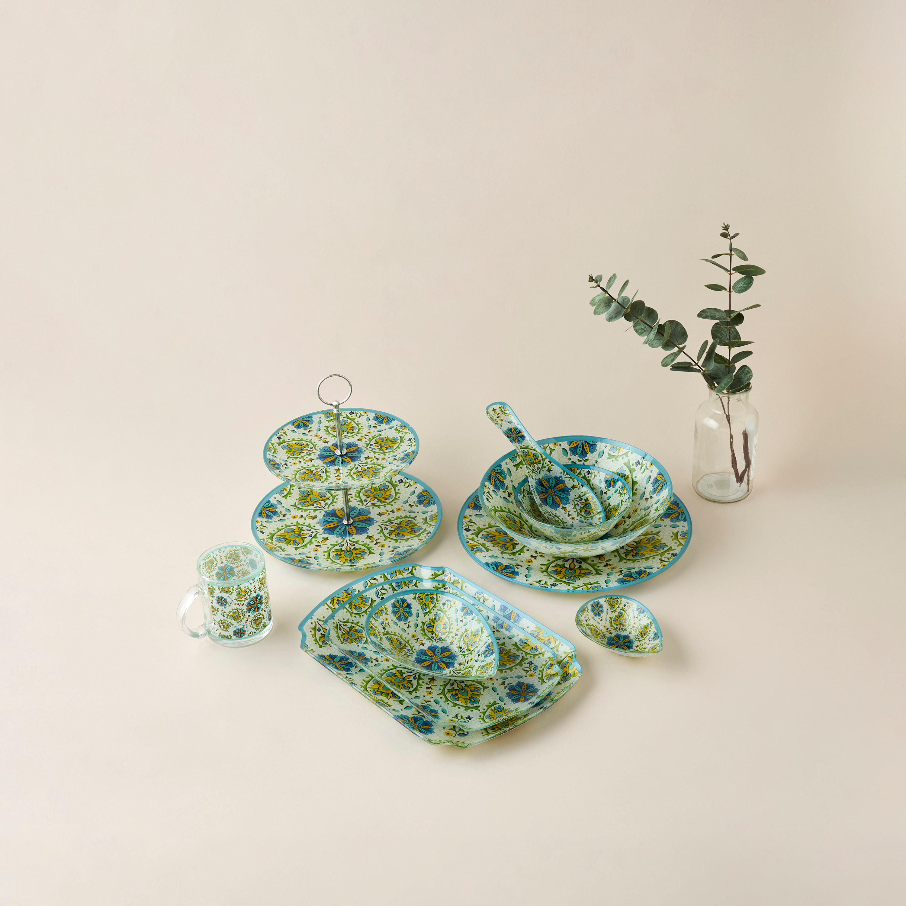 Lumira Printed Glass Serving Plate - 30 cms-household-dining-dinnerware-plates-image-5