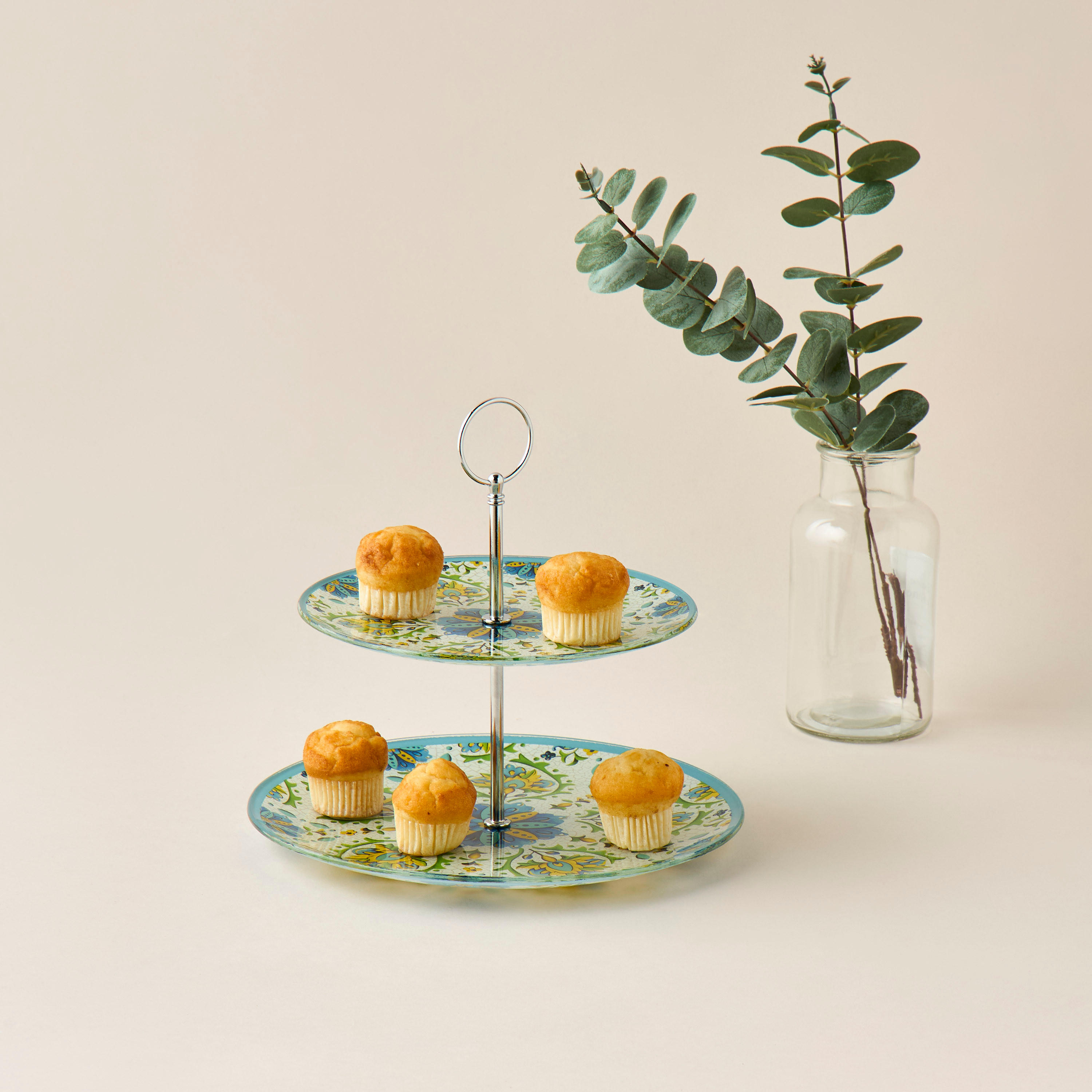 Lumira Printed 2-Tier Glass Cake Stand - 25 cms-household-dining-serveware-cakestands-image-2