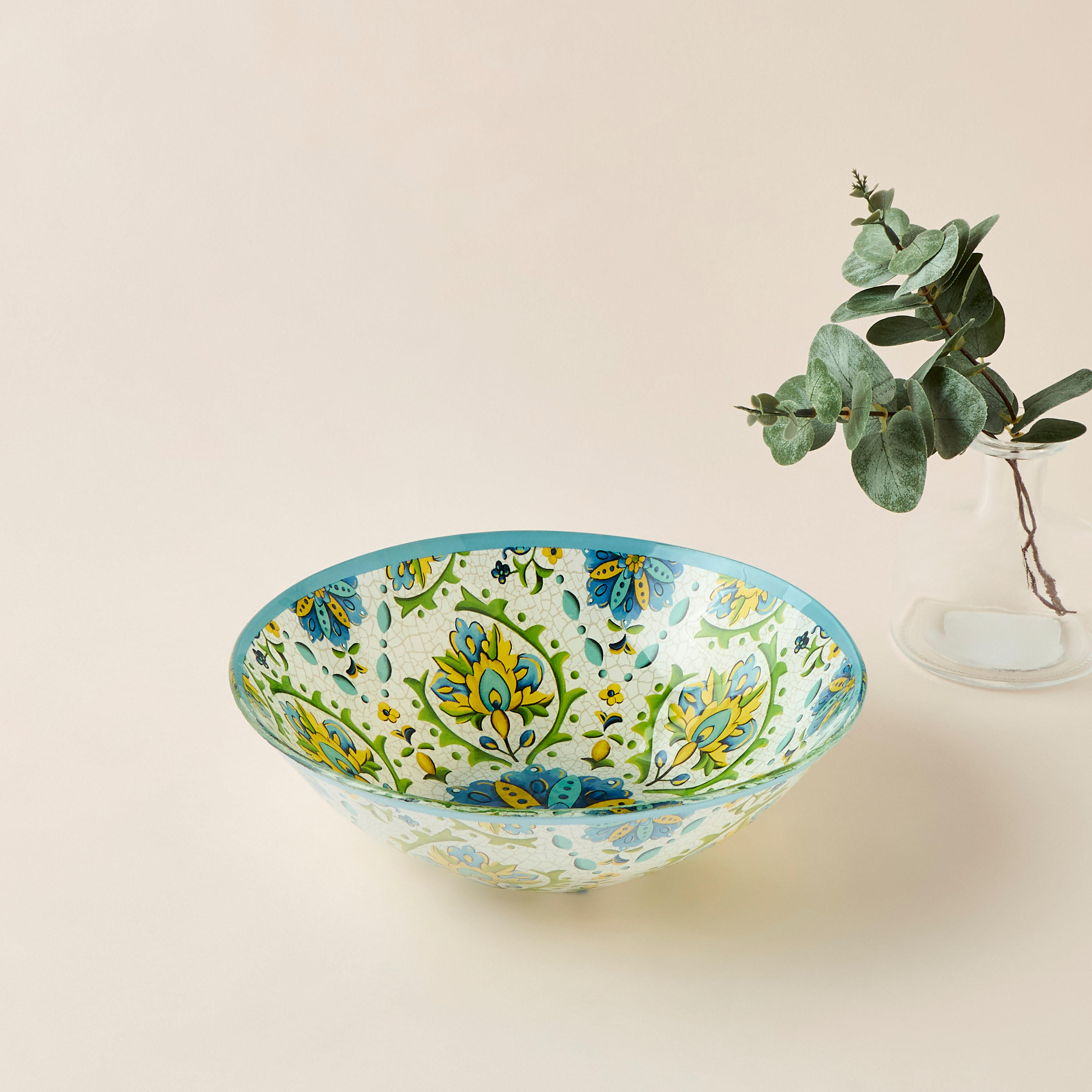 Lumira Printed Glass Serving Bowl - 24 cms-household-dining-dinnerware-bowls-image-1