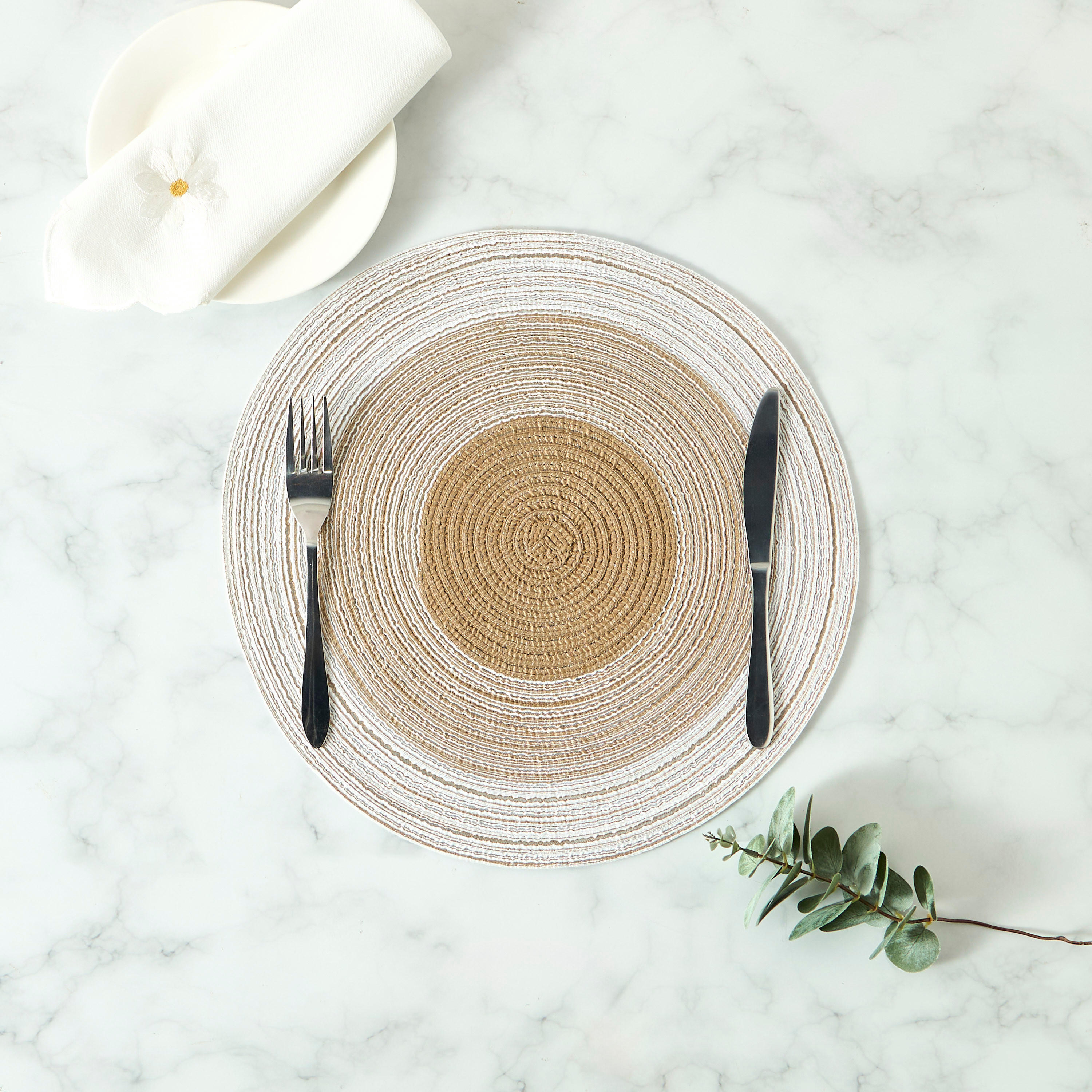Spiral Textured 4-Piece Round Placemat Set - 38 cms-household-dining-tablelinen-placemats-image-1