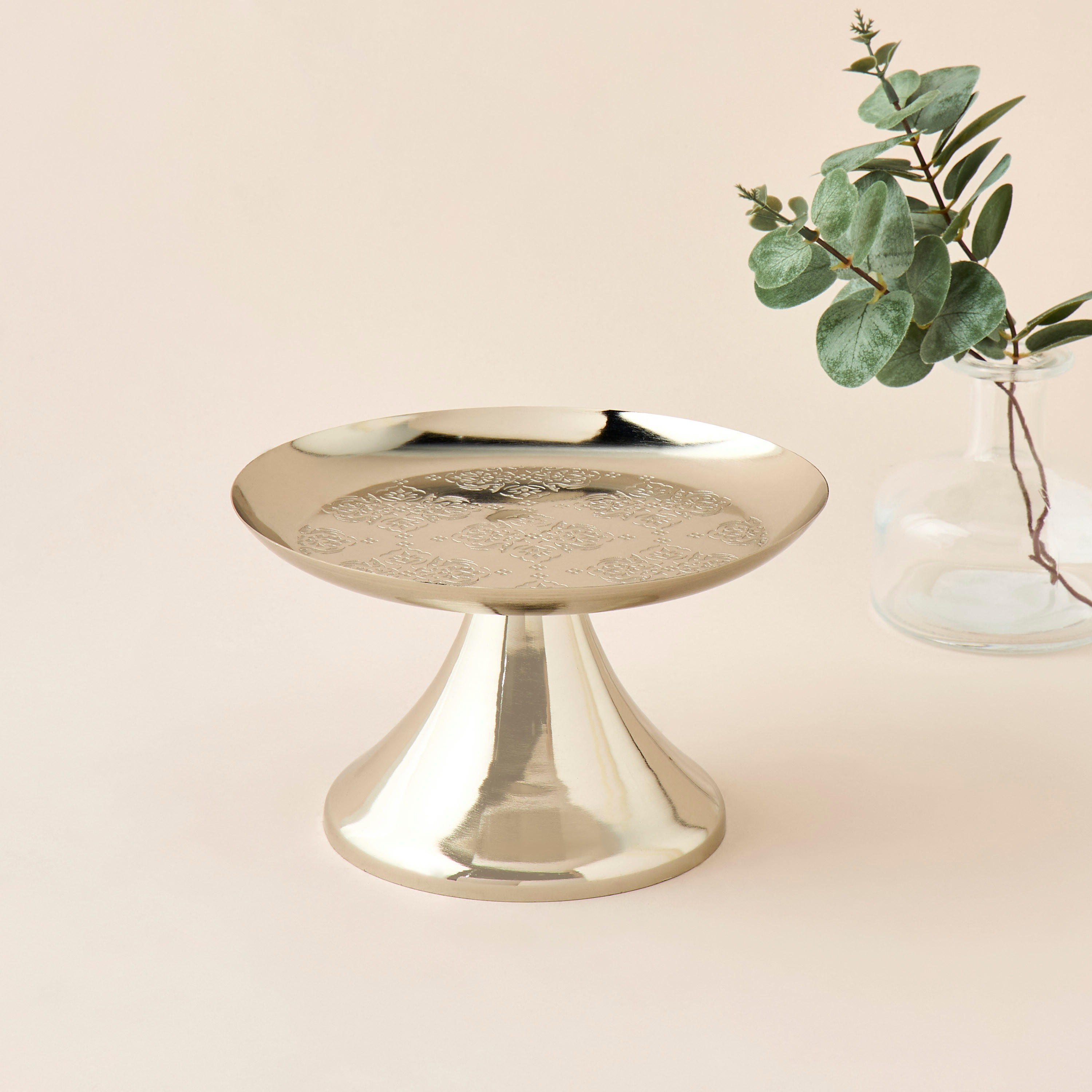 Embossed Footed Metal Cake Stand - 20 cms-household-dining-serveware-cakestands-image-1