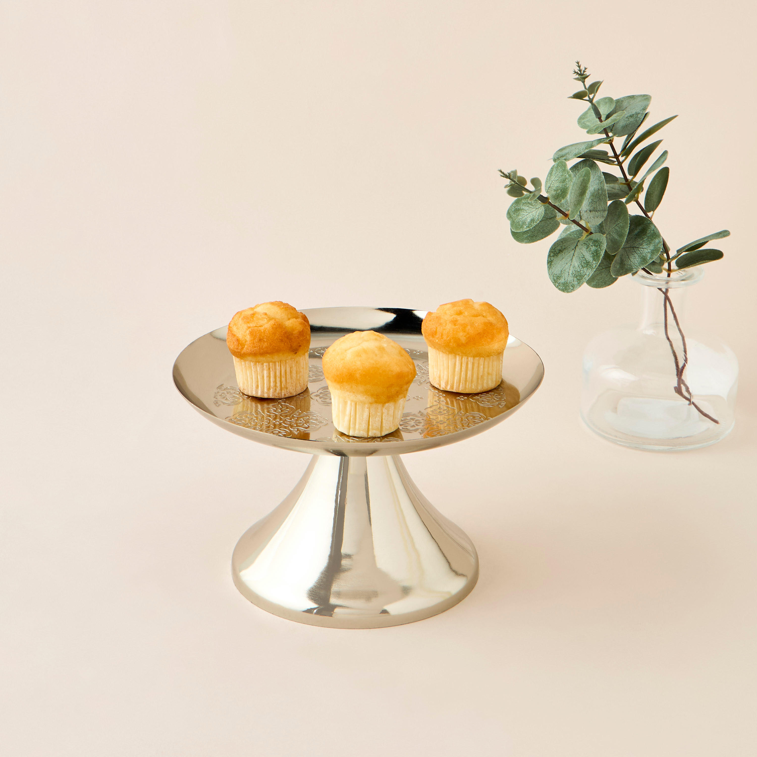 Embossed Footed Metal Cake Stand - 20 cms-household-dining-serveware-cakestands-image-2