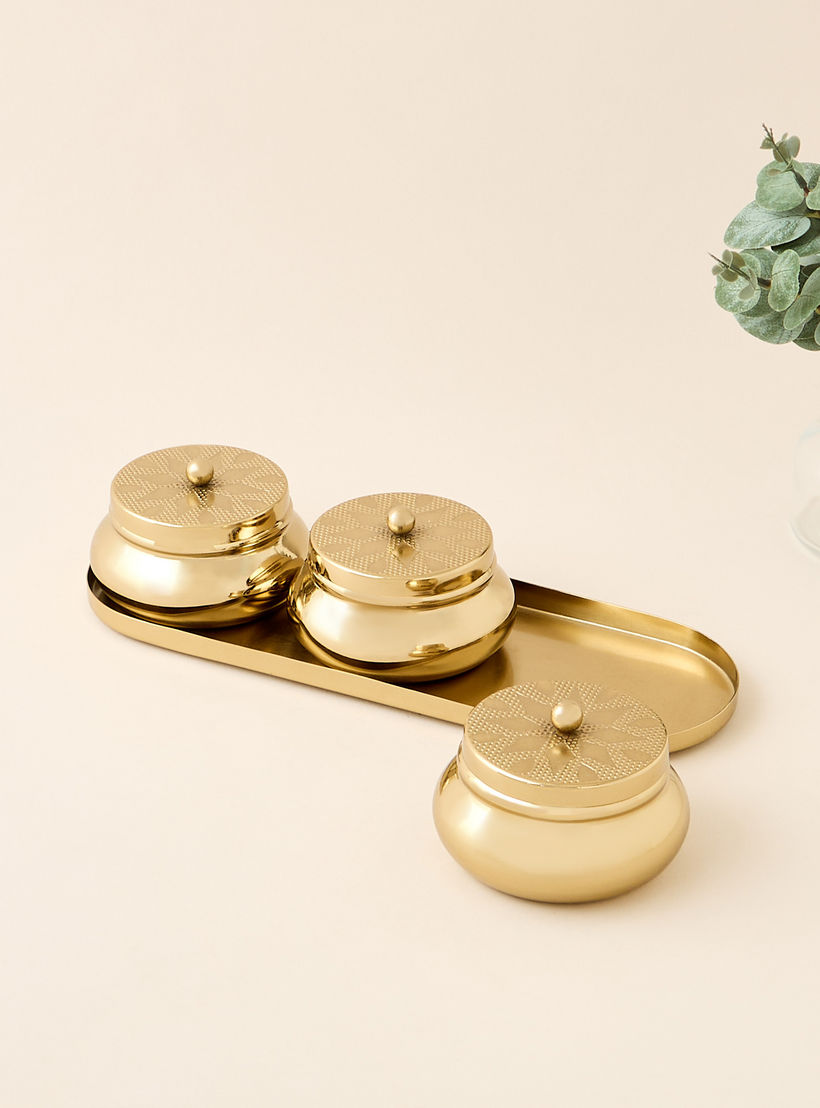 Embossed 4-Piece Bowl and Tray Set-household-dining-dinnerware-bowls-image-3