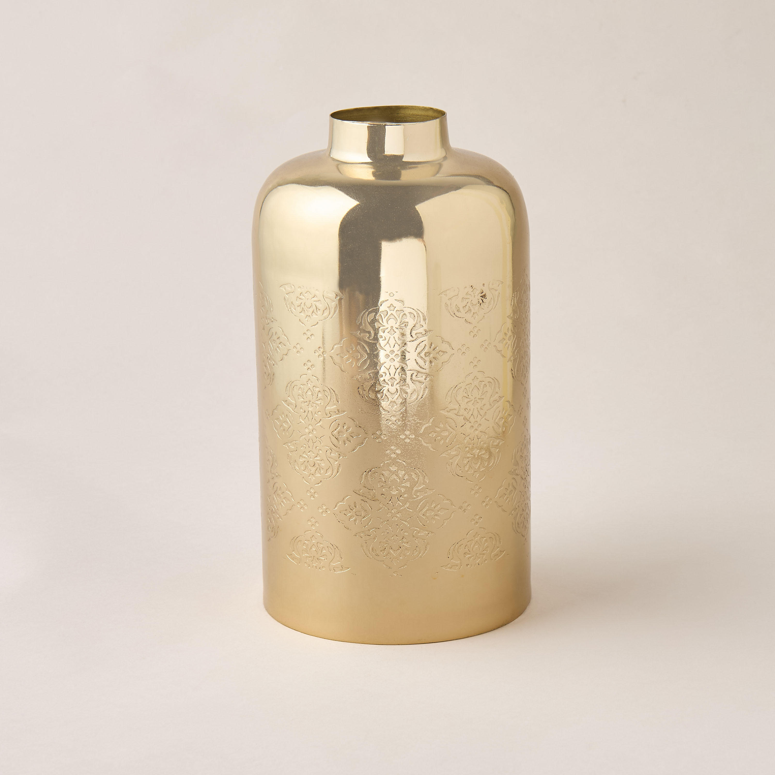 Embossed Metal Vase - 13x13x24 cms-household-decor-vasesandbowls-image-1