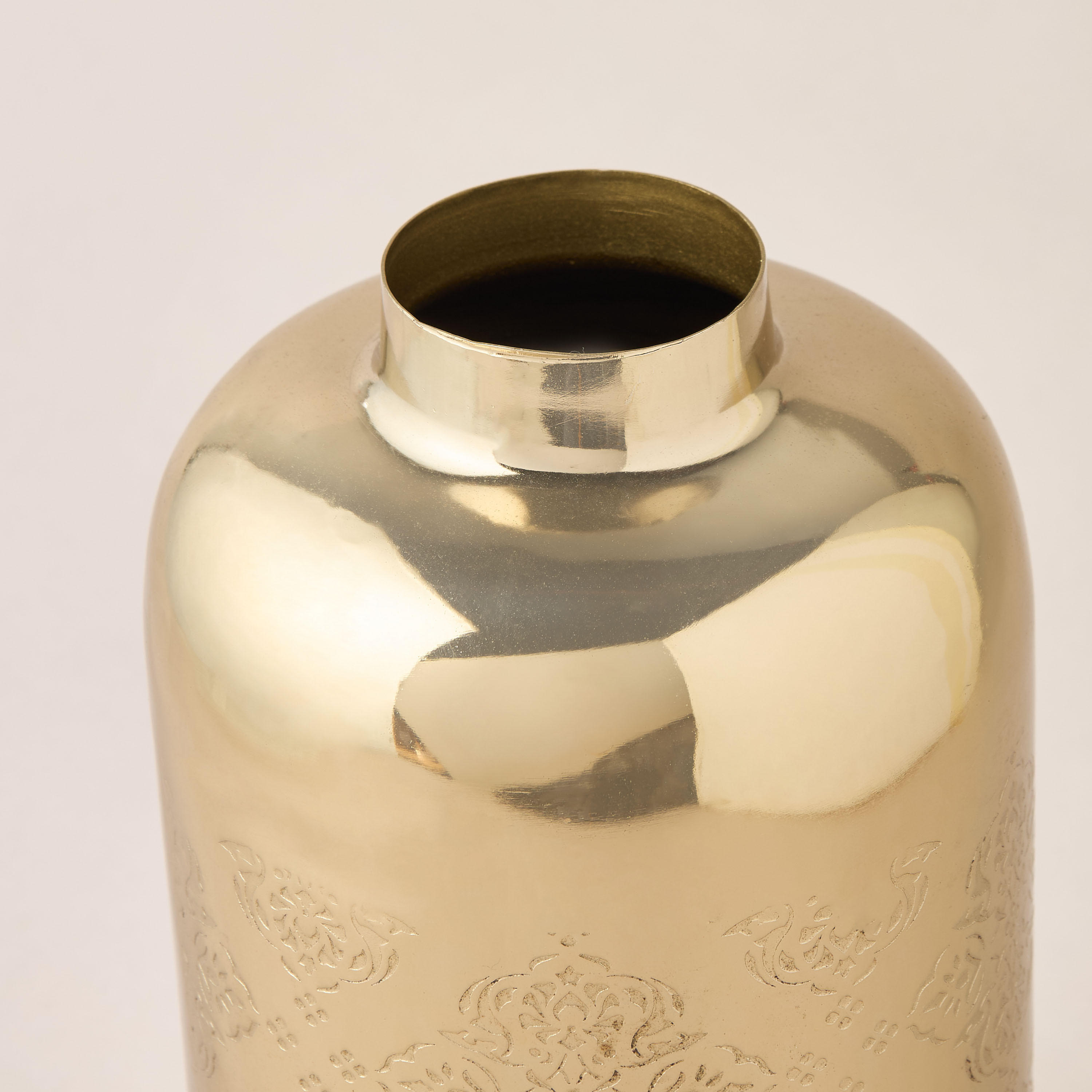 Embossed Metal Vase - 13x13x24 cms-household-decor-vasesandbowls-image-4