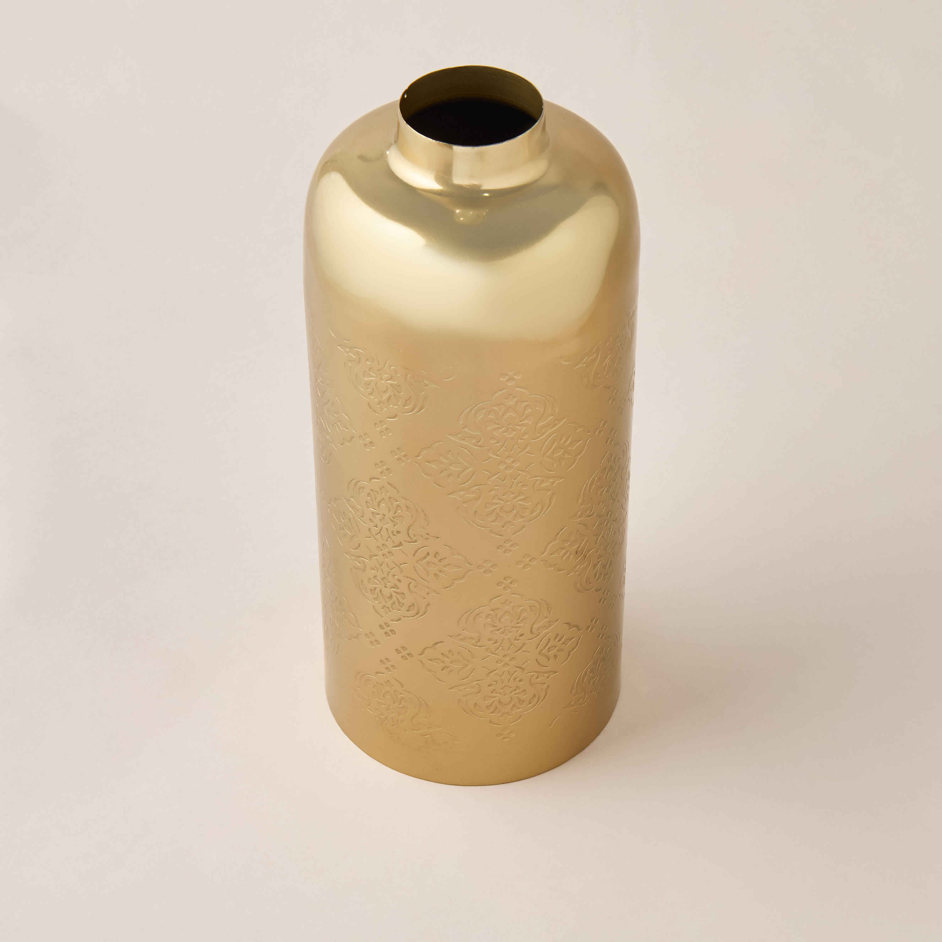 Floral Embossed Metal Vase - 13x13x31 cms-household-decor-vasesandbowls-image-3