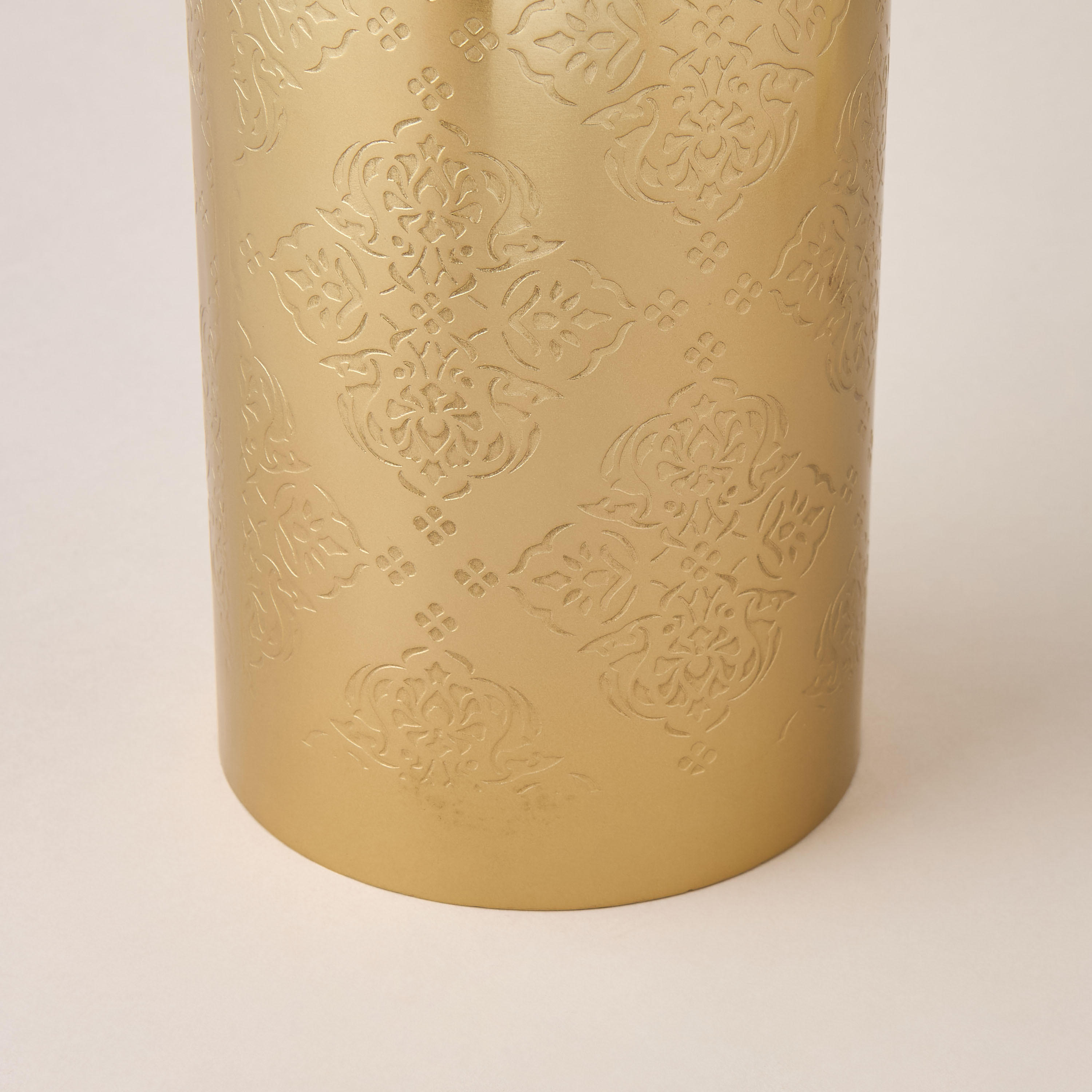 Floral Embossed Metal Vase - 13x13x31 cms-household-decor-vasesandbowls-image-5