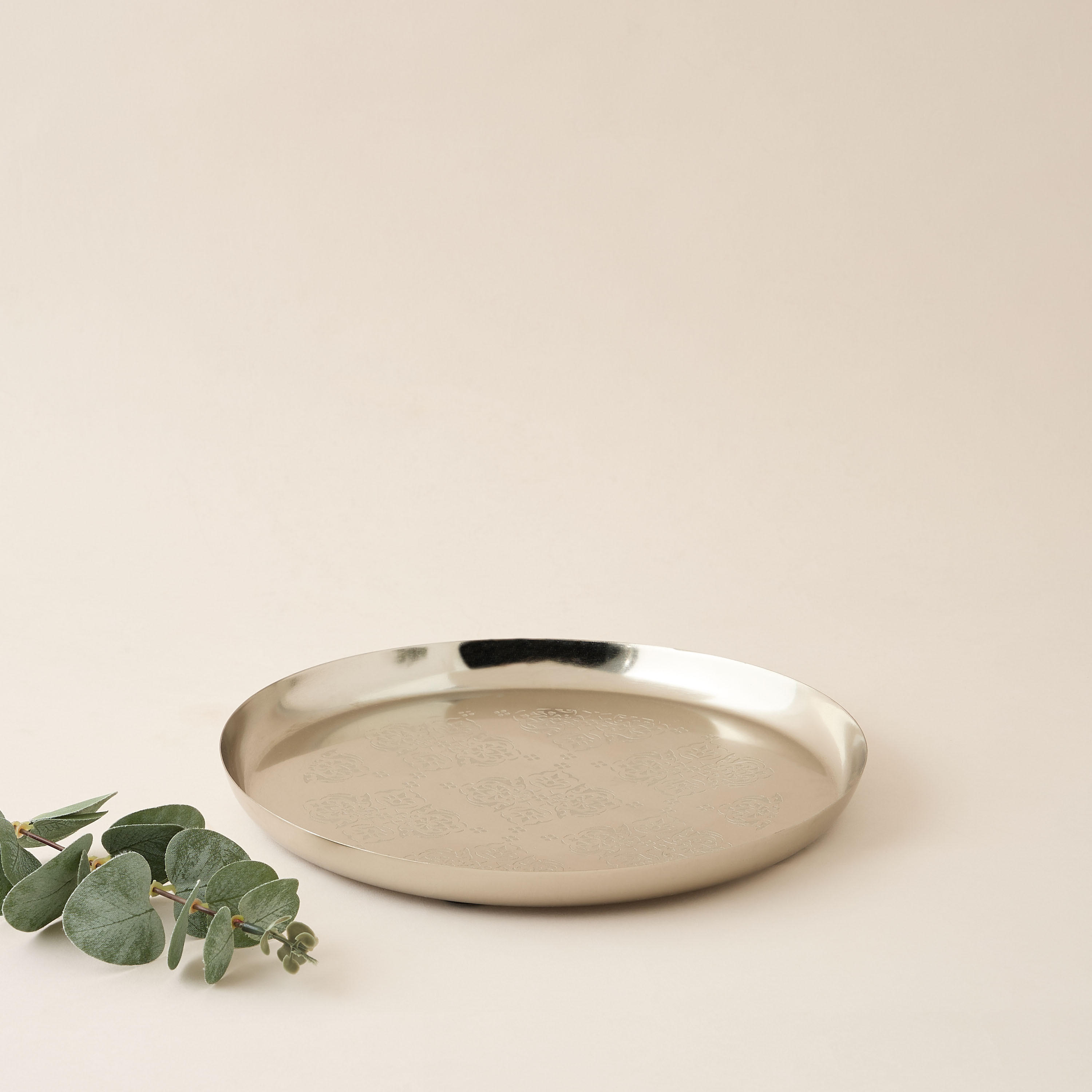 Floral Etched Decorative Tray - 25 cms-household-decor-boxesandtrays-image-1
