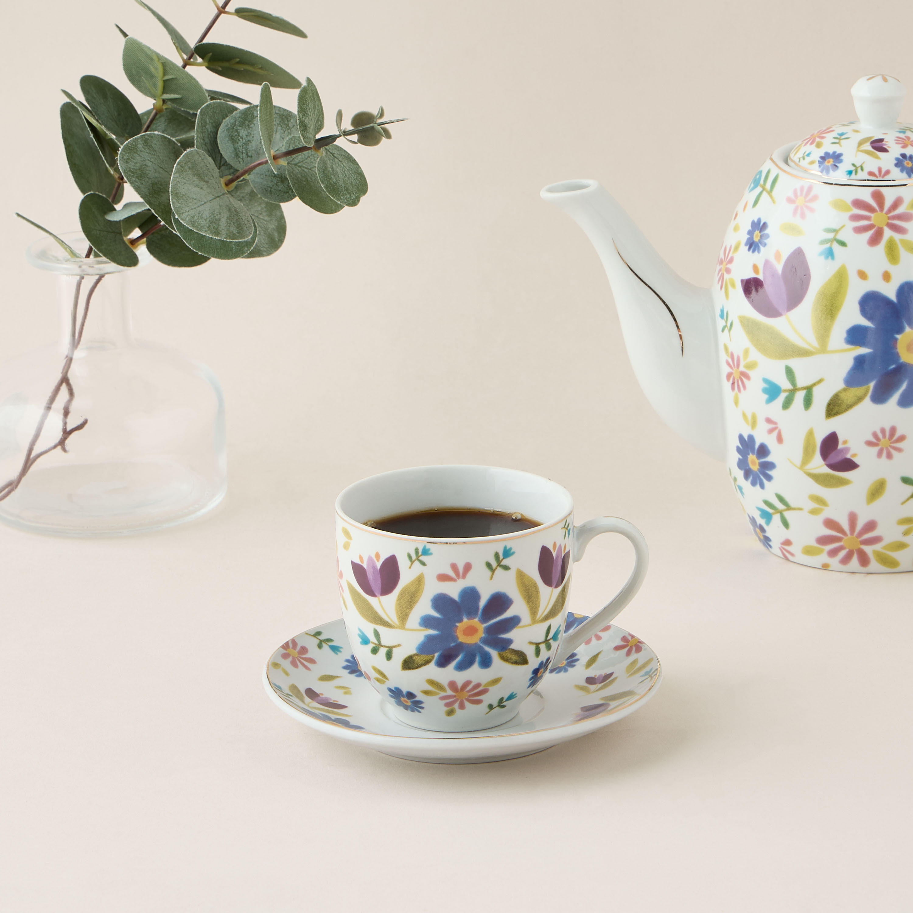 Sylvara 13-Piece Floral Print Ceramic Tea Set-household-dining-teaandcoffee-teaandcoffeesets-image-2