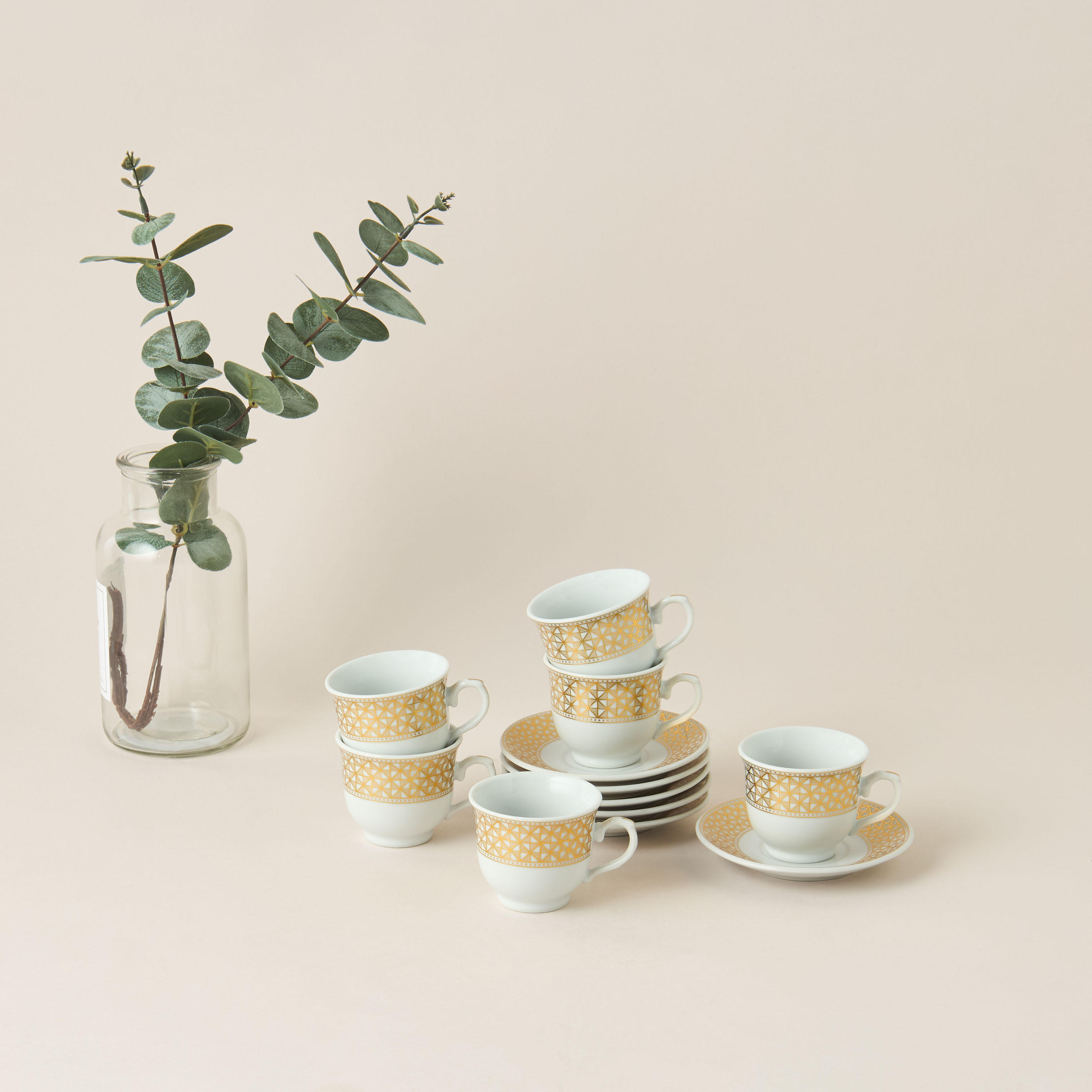 Linear Luxe 12-Piece Cup and Saucer Set-household-dining-teaandcoffee-teaandcoffeesets-image-2