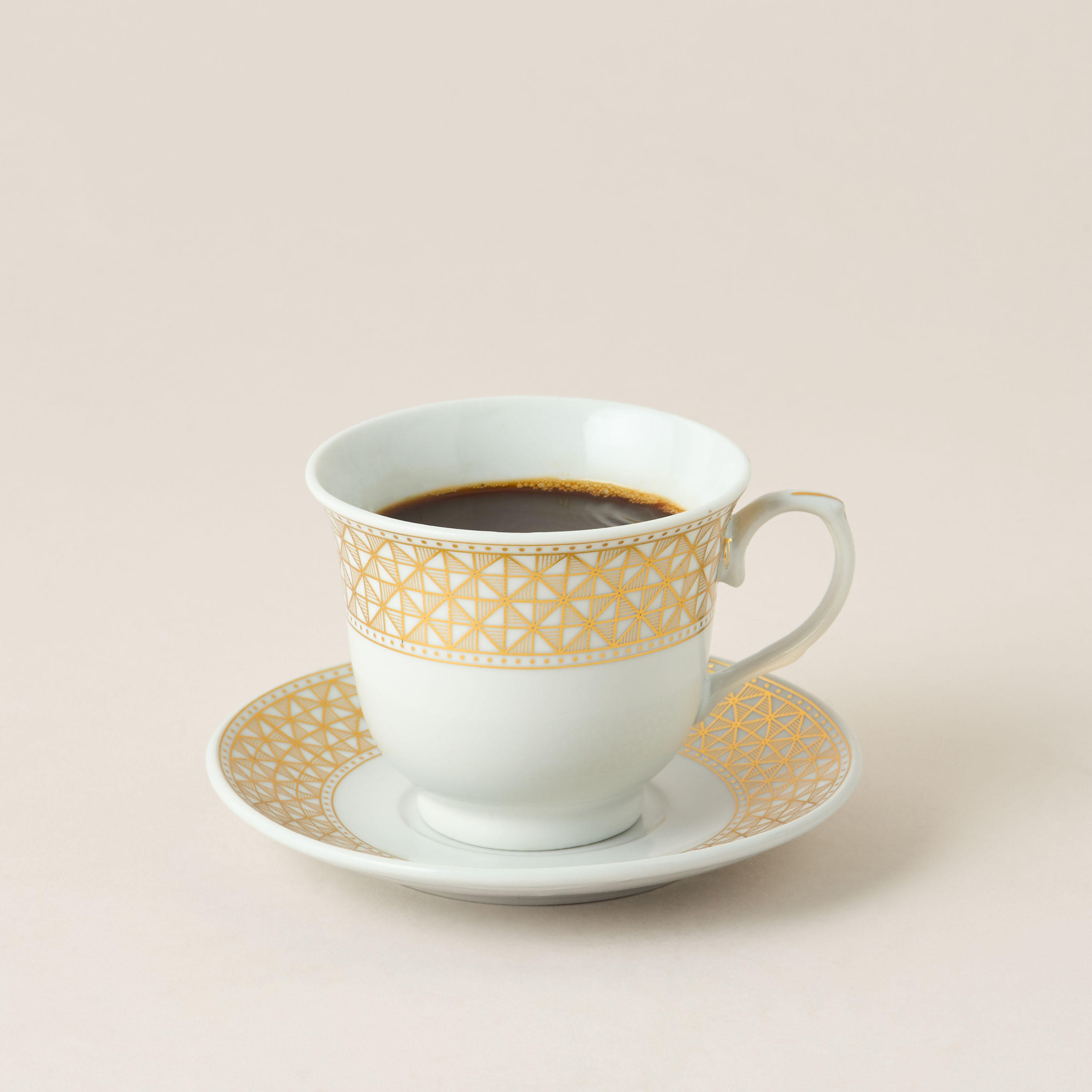 Linear Luxe Geometric Print 13-Piece Porcelain Cup and Saucer Set with Teapot-household-dining-teaandcoffee-teaandcoffeesets-image-4