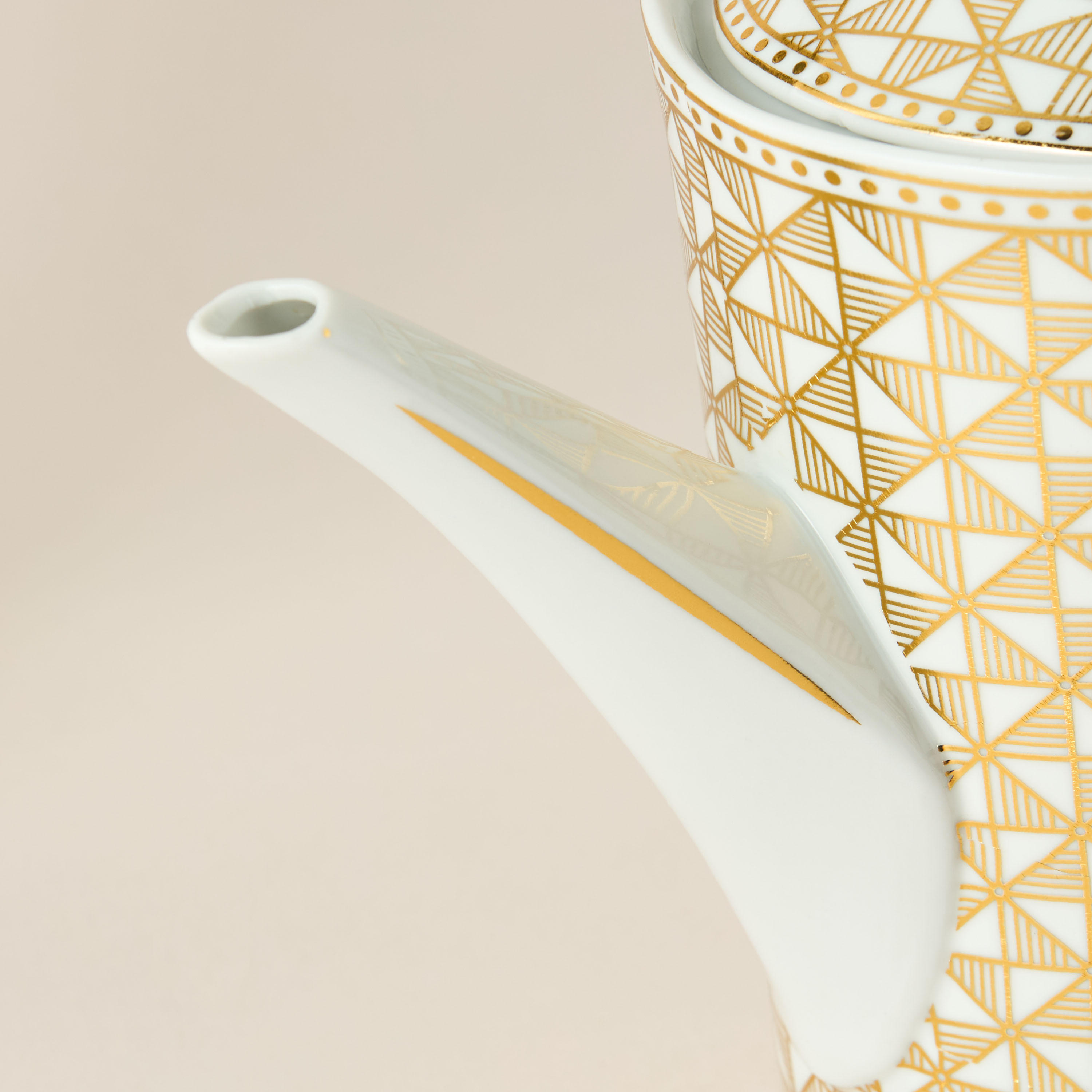 Linear Luxe Geometric Print 13-Piece Porcelain Cup and Saucer Set with Teapot-household-dining-teaandcoffee-teaandcoffeesets-image-5