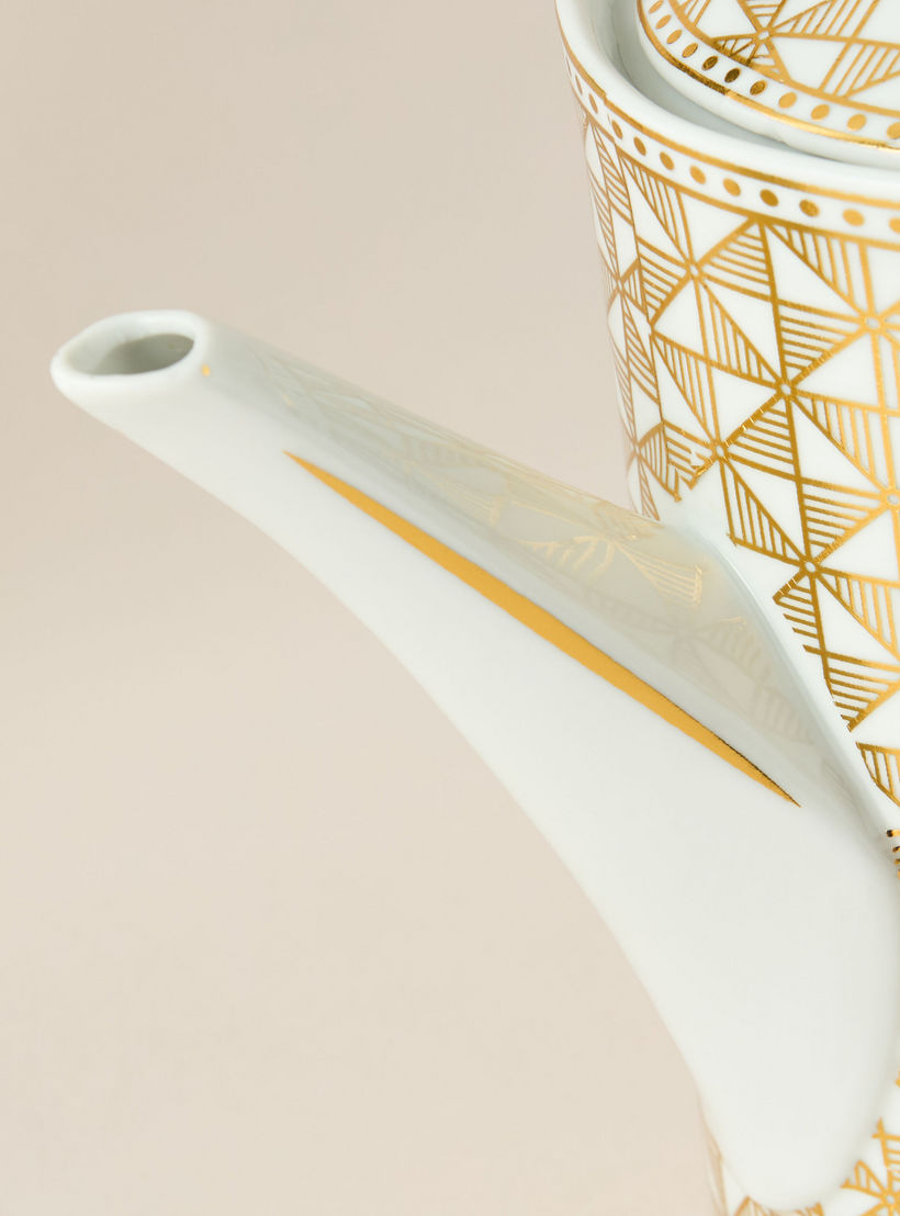 Linear Luxe Geometric Print 13-Piece Porcelain Cup and Saucer Set with Teapot-household-dining-teaandcoffee-teaandcoffeesets-image-5