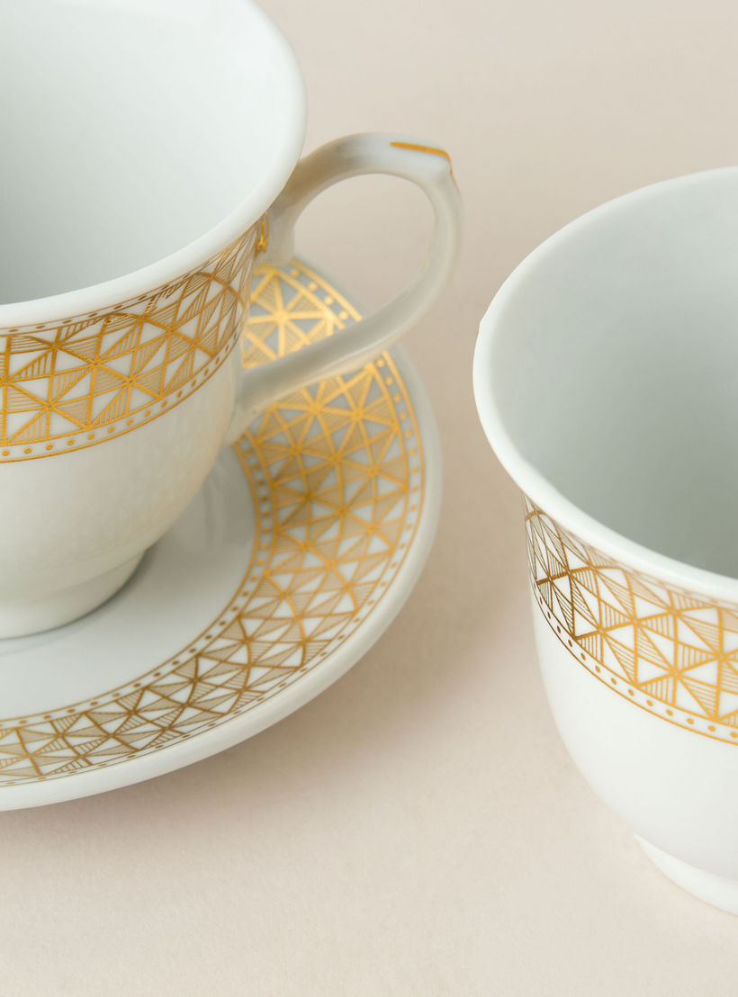 Linear Luxe Geometric Print 13-Piece Porcelain Cup and Saucer Set with Teapot-household-dining-teaandcoffee-teaandcoffeesets-image-8