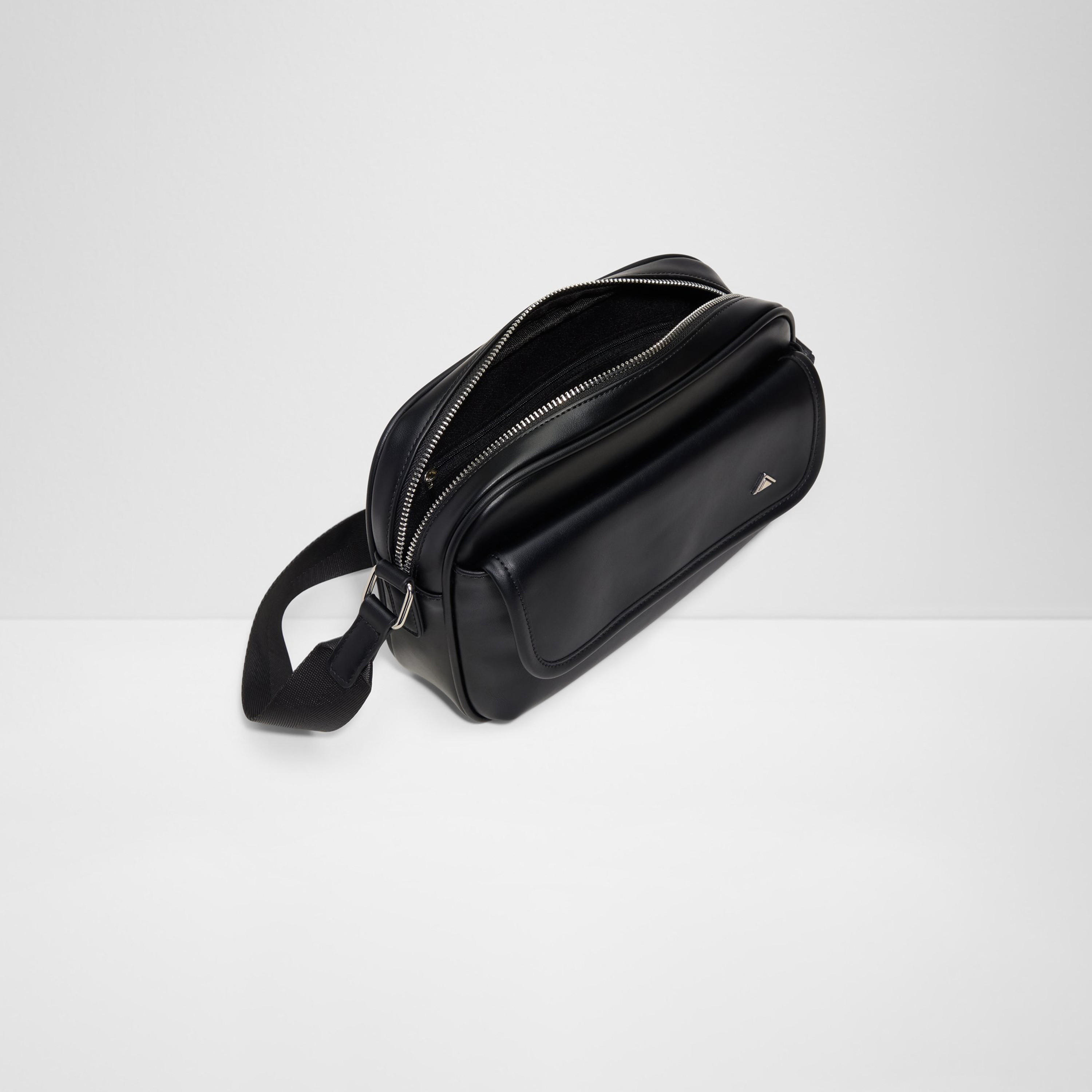 ألدو- شنطة كروس جوستيل سادة مع سحاب للإغلاق وحزام قابل للتعديل-men-bags-image-3