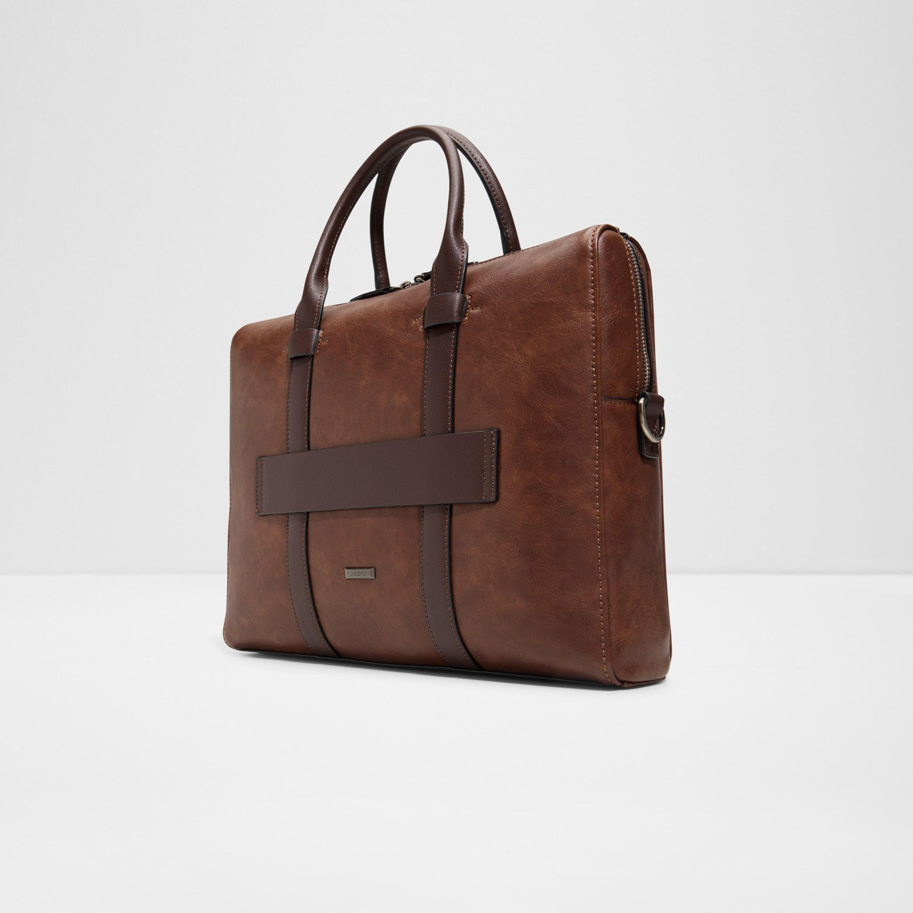 Aldo Brugu Double Handle Laptop Bag with Zipper and Detachable Strap-men-bags-image-2