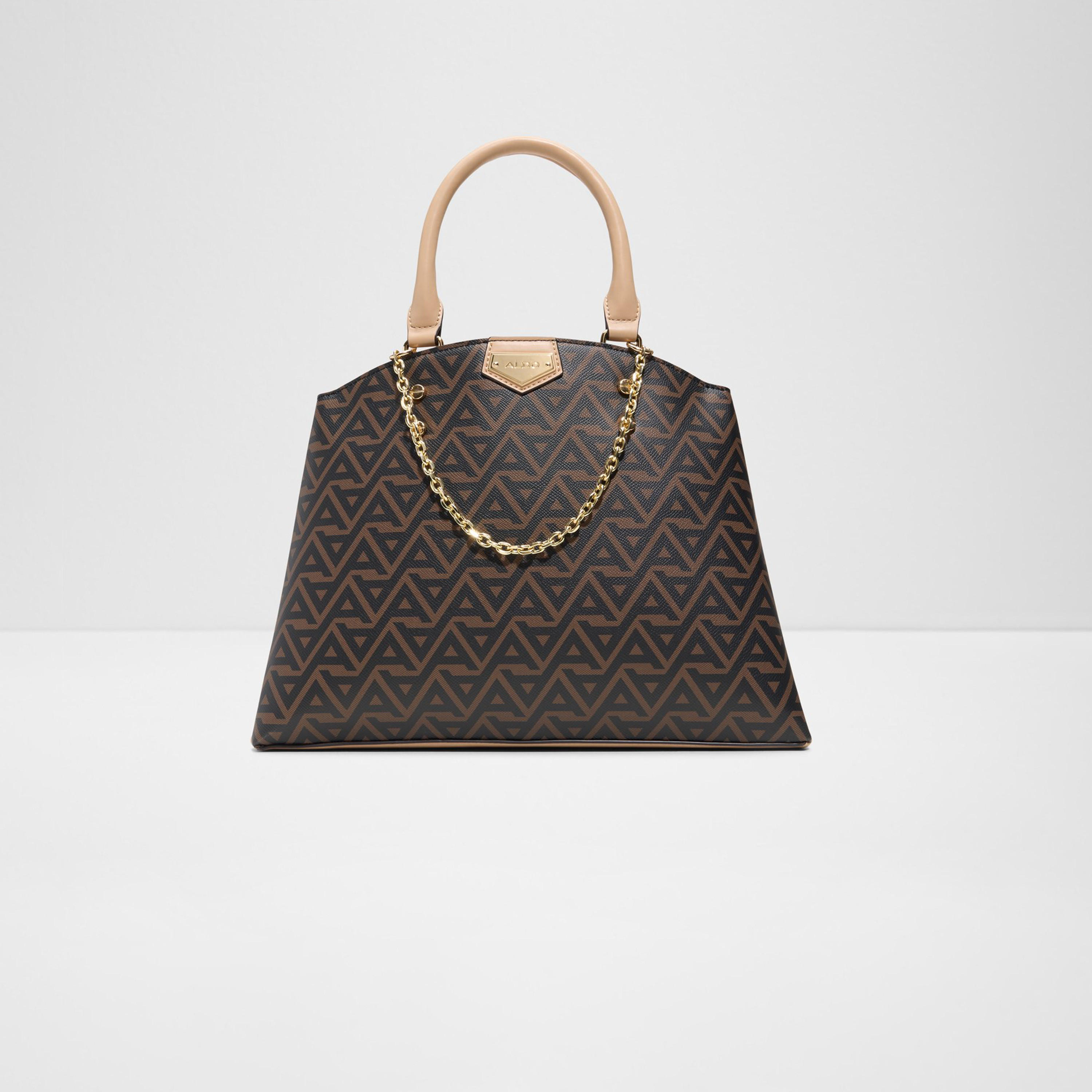 Aldo Astraei Monogram Double Handle Shoulder Bag with Zipper and Detachable Strap-women-bagsandwallets-handbags-image-1
