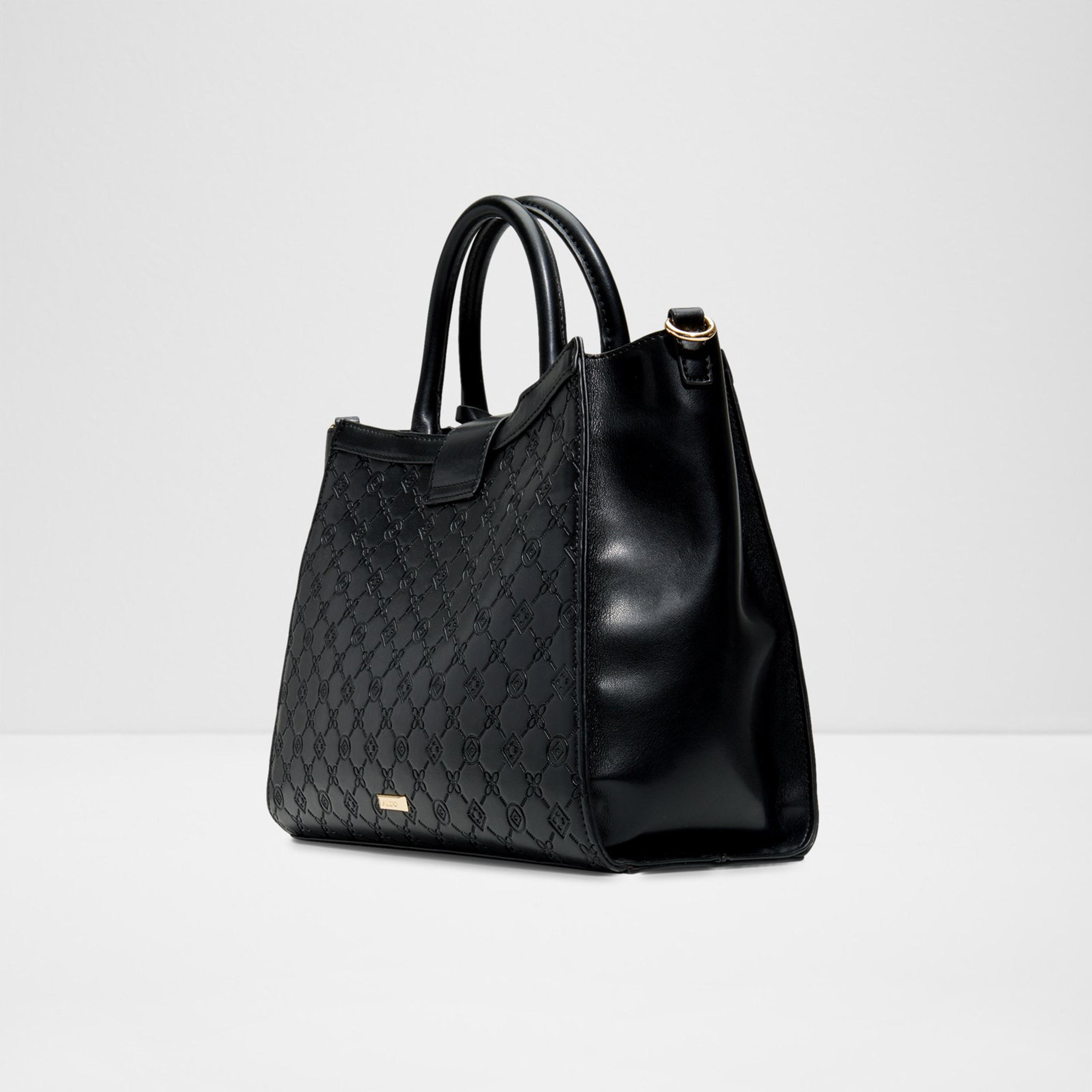 Aldo Crelally Monogram Double Handle Satchel Bag with Flap Closure and Detachable Strap-women-bagsandwallets-handbags-image-2