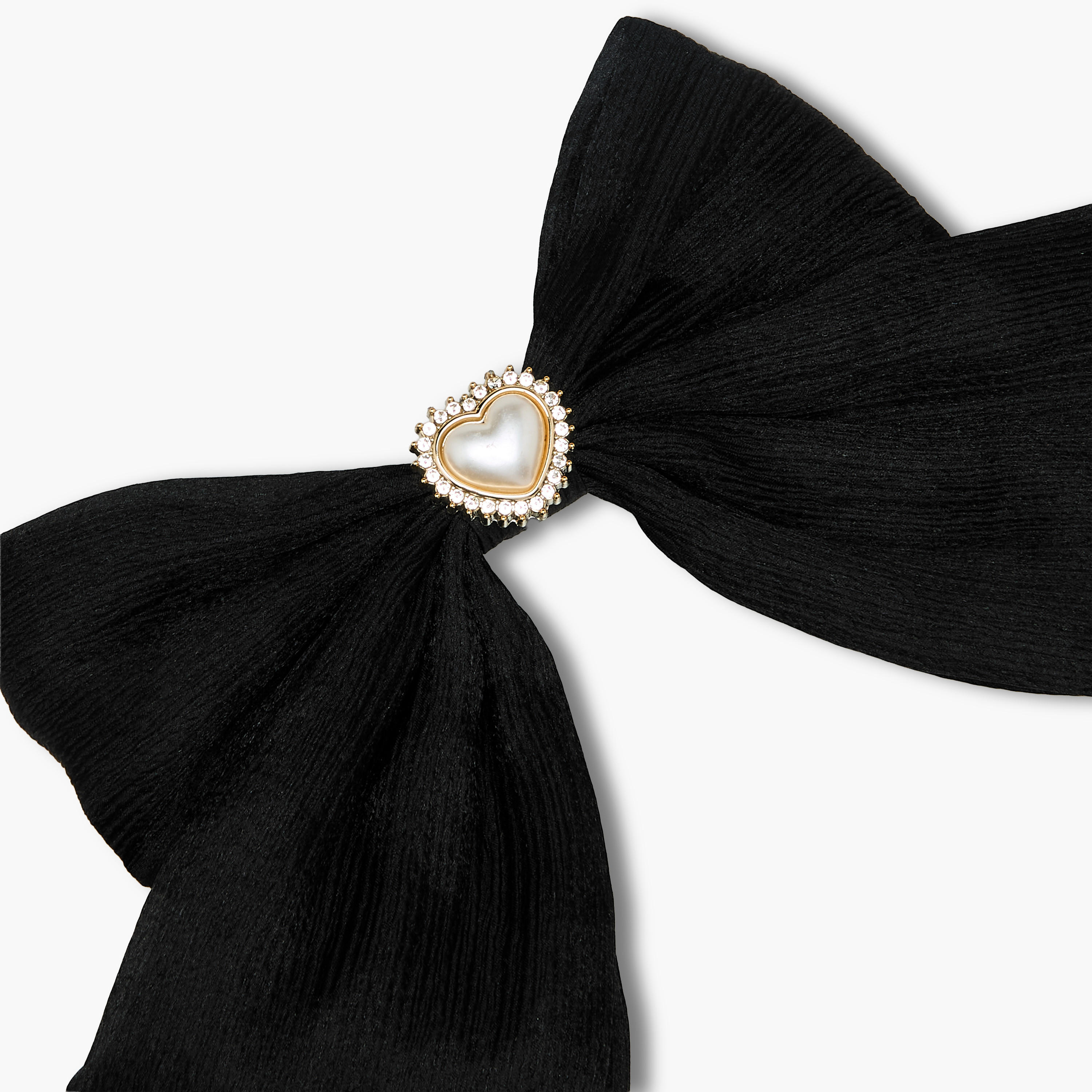 Heart Embellished Bow Barrette Hair Clip-women-hairaccessories-clips-image-2