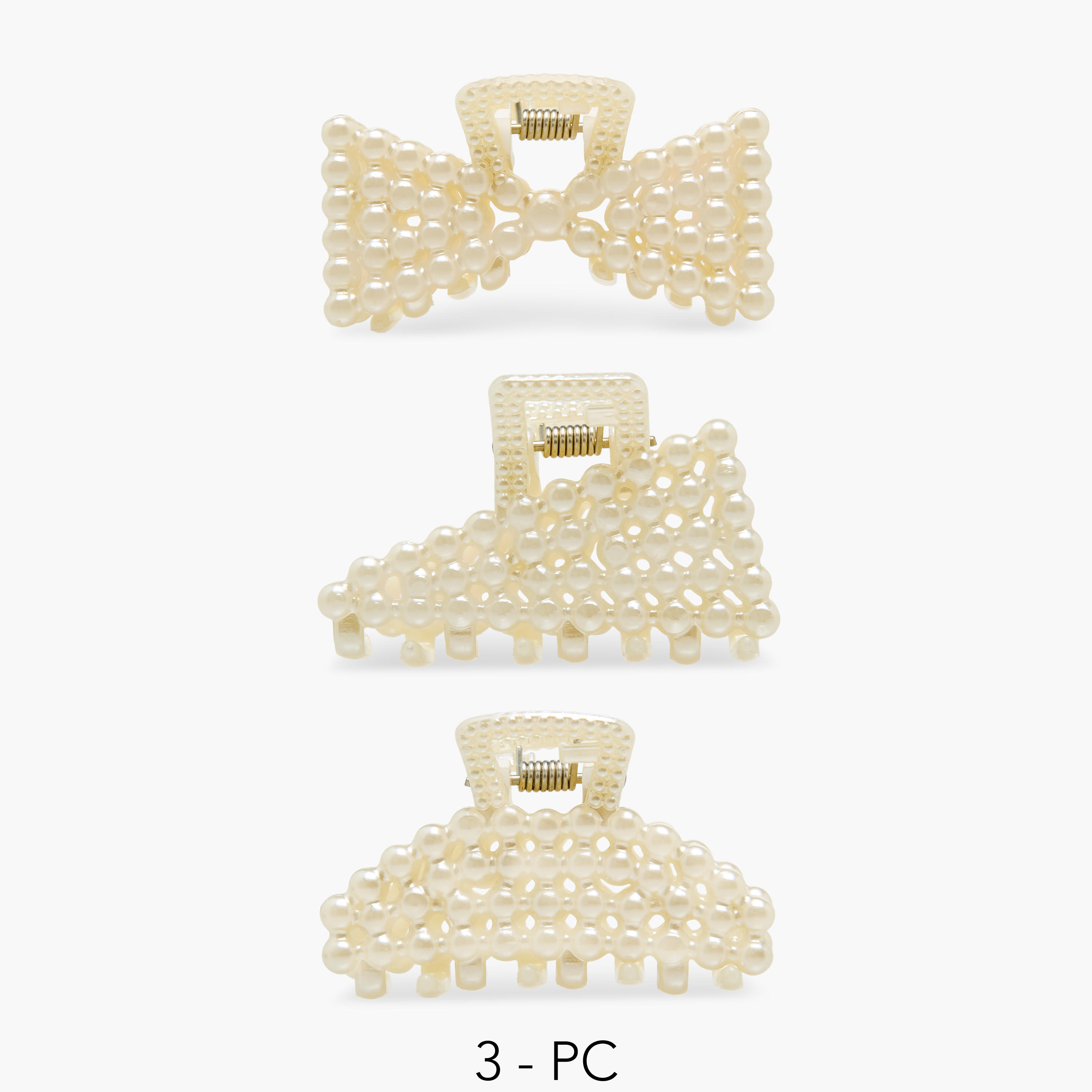 Pack of 3 Assorted Hair Clamps with Pearl Embellishment-women-hairaccessories-clamps-image-1