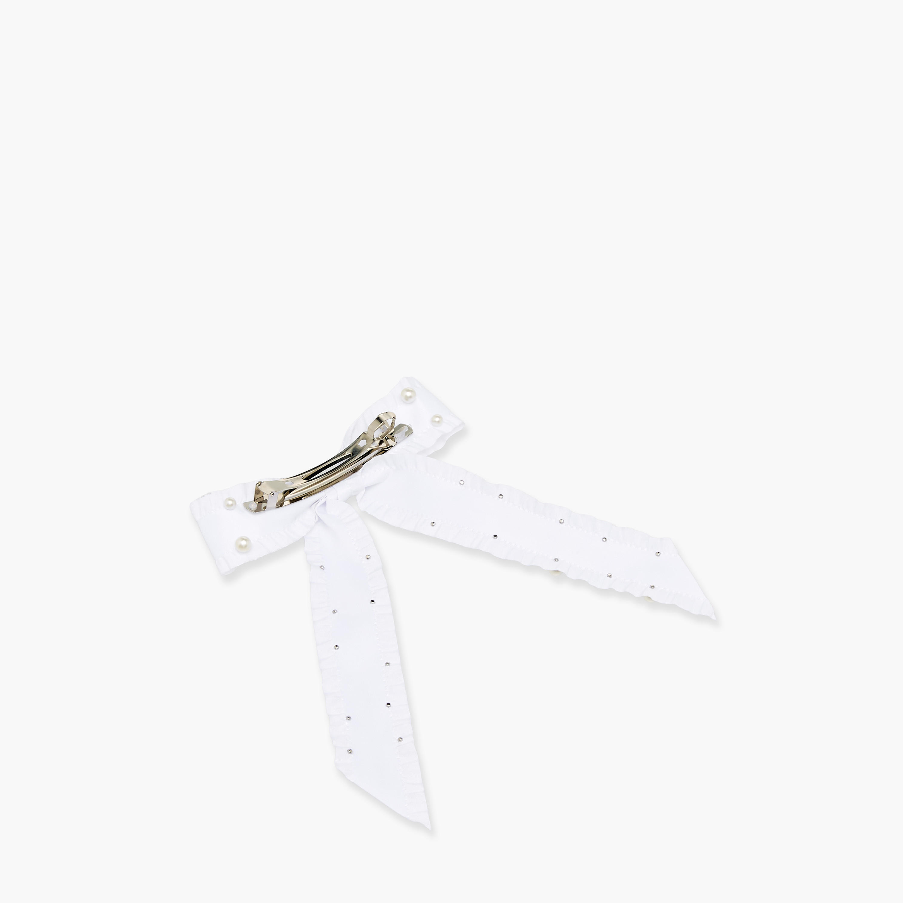 Bow Shaped Hair Clip with Pearl Embellishments-women-hairaccessories-clips-image-3