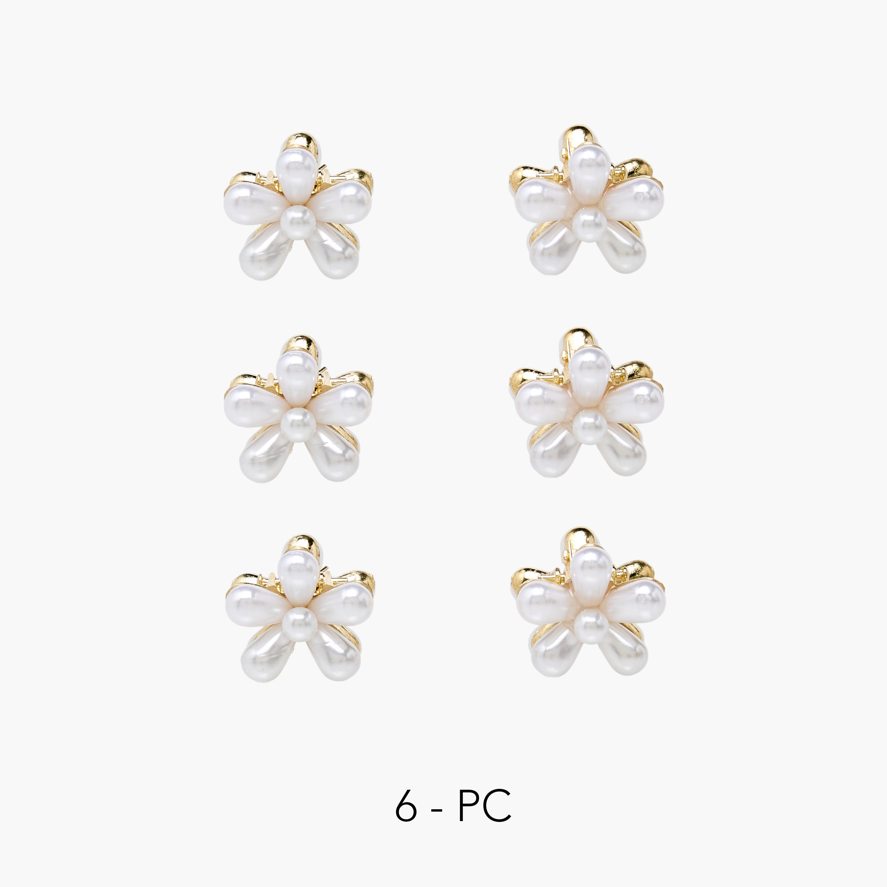 Pack of 6 Floral Hair Clip with Pearl Embellished Detail-women-hairaccessories-clamps-image-1