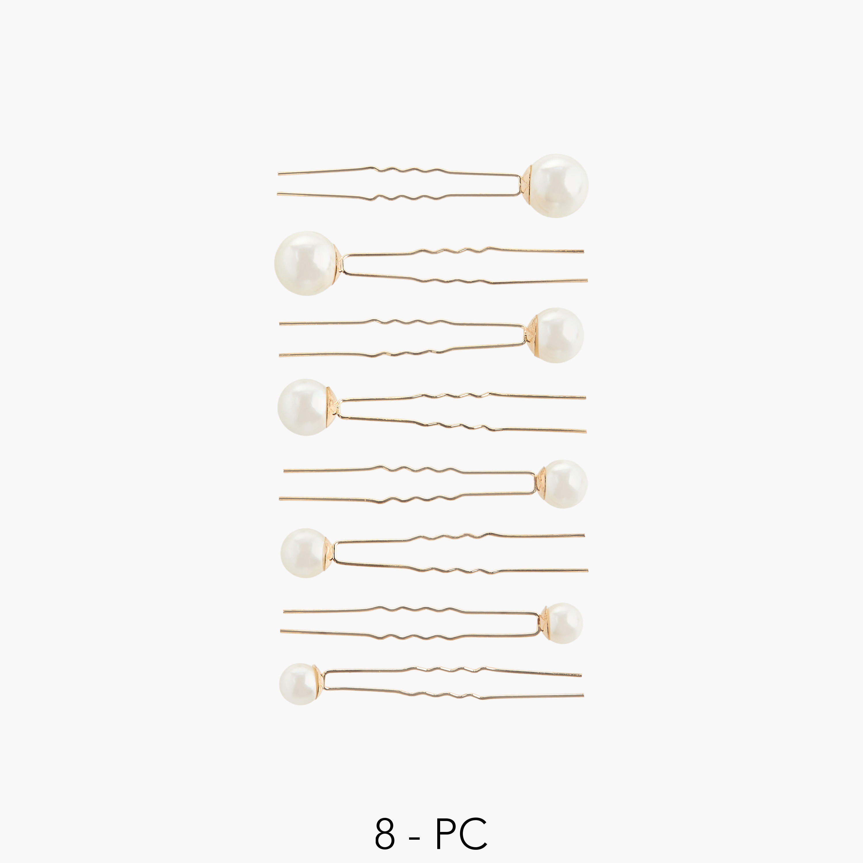 Pack of 8 Hairpins with Pearl Embellishment-women-hairaccessories-hairpins-image-1