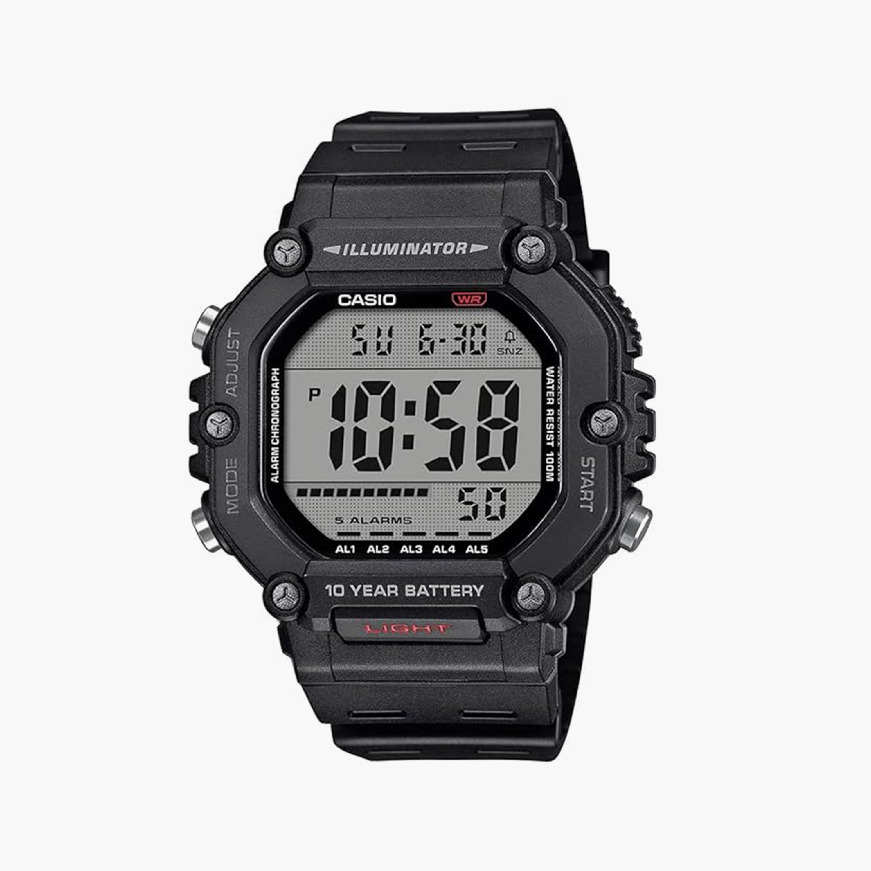 كاسيو- ساعة رجالية رقمية سوار بلاسيتيكي لون أسود 49 مم | AE-1600H-1AVDF-men-watchesandjewellery-watches-image-1